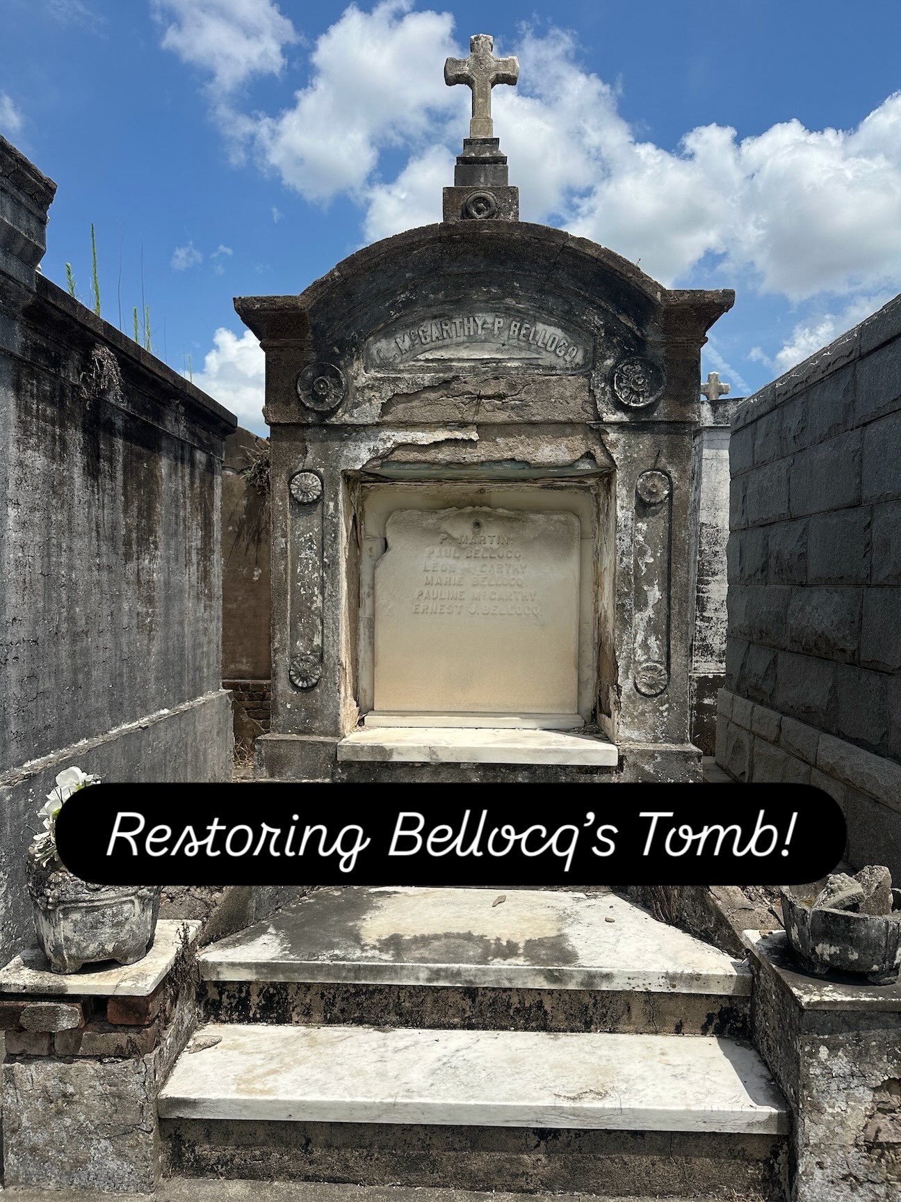 Big Announcement! I started a new nonprofit - TOMB DO YOU LOVE!

Tomb Do Love is the only nonprofit specifically dedicated to restoring tombs.  TDYL is working with New Orleans Catholic Cemeteries, the Anne Rice Vampire Lestat Fan Club and the Storyv