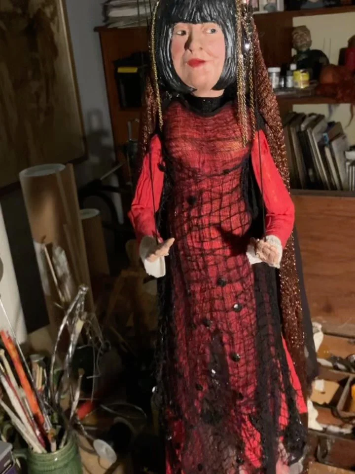 An original Anne Rice marionette created by Harry Mayronne especially for Tomb Do You Love! &hearts;️

Figure height: 25 inches
Including strings: 38 inches

Mayronne has performed all over the world and has created marionettes such as Amy Winehouse,