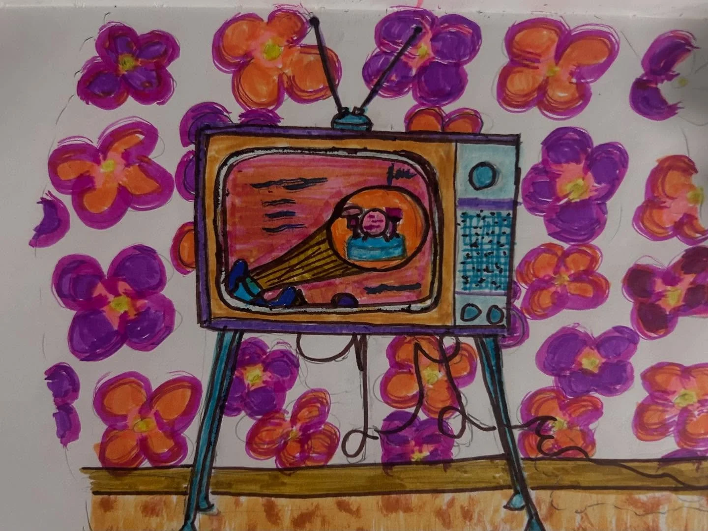 Back for day 8: an old tv set with a tv show!
This prompt reminded me of how much I loved watching Scooby Doo when I was younger, especially when at my grandma&rsquo;s house because she loved it too (and had merch 😂).

The New Scooby-Doo Movies were