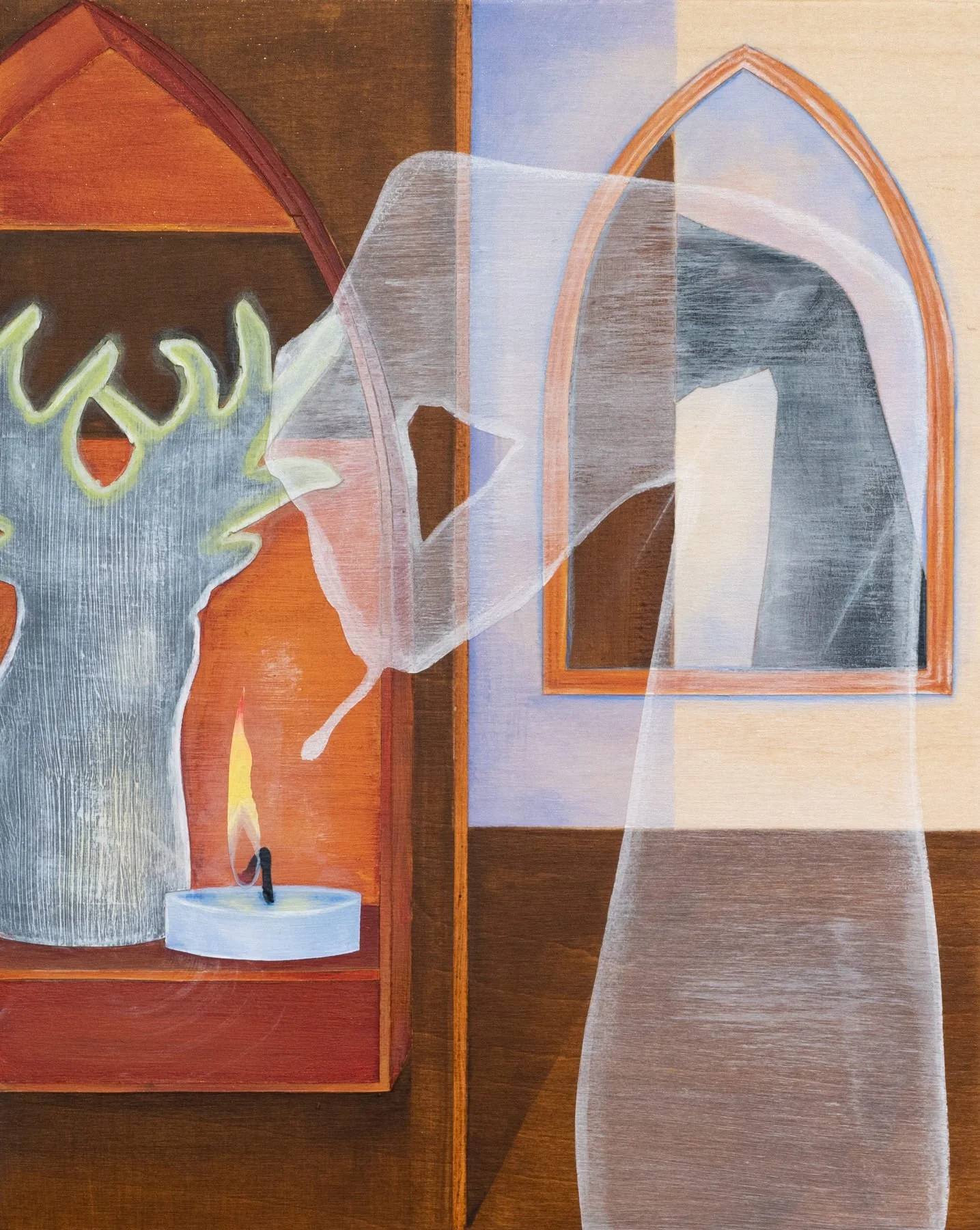   Bless me angel  , 2025
 
10 x 8 in 
Acrylic and stain on wood panel