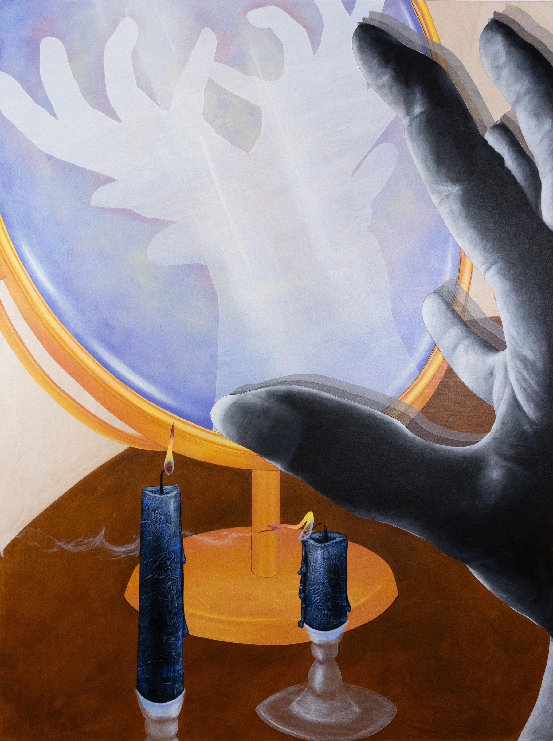   I would be a buck  , 2025
 
40 x 30 in 
Acrylic and stain on wood panel