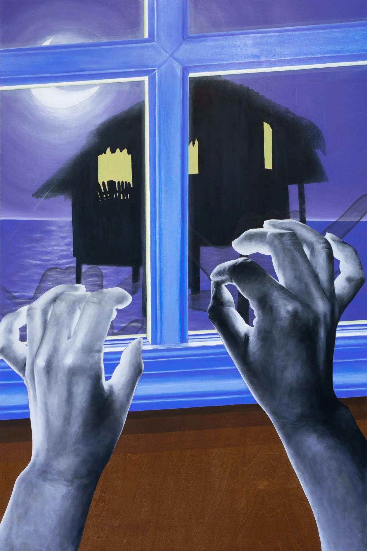   Do you see the rick rack shack?  , 2025
 
36 x 24 in
 
Acrylic and stain on wood panel