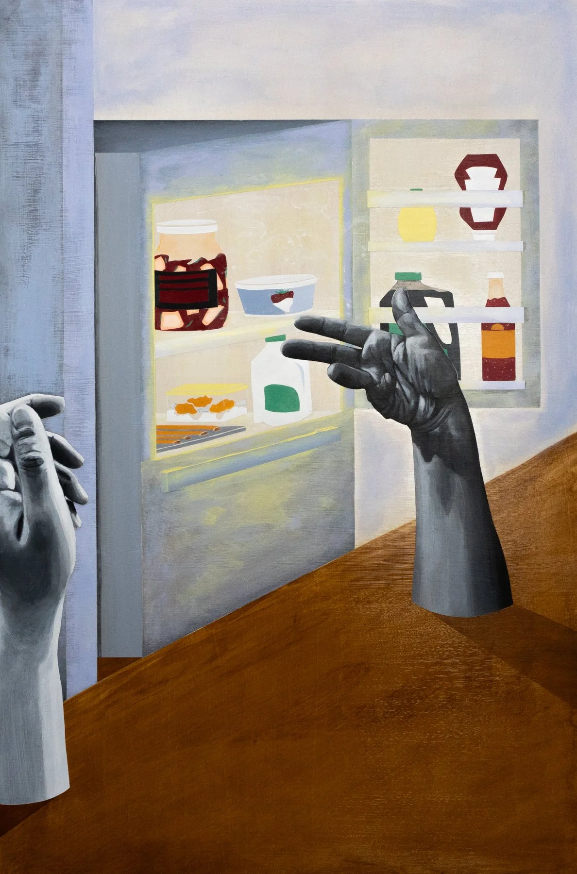   "Are you hungry?"  , 2023
 
36 x 24 in 
Acrylic and stain on wood panel