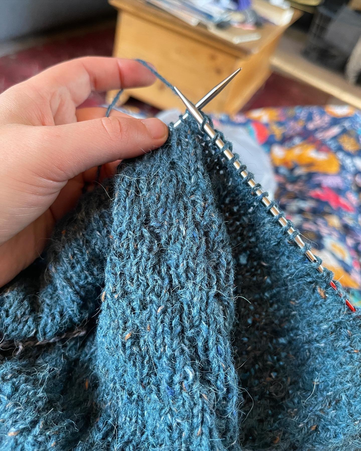 There&rsquo;s something so satisfying about working on a simple project. This sweater is working up extremely fast. The right combo of pattern + yarn has made me just want to keep going.

I have so so many other projects I should be working on instea