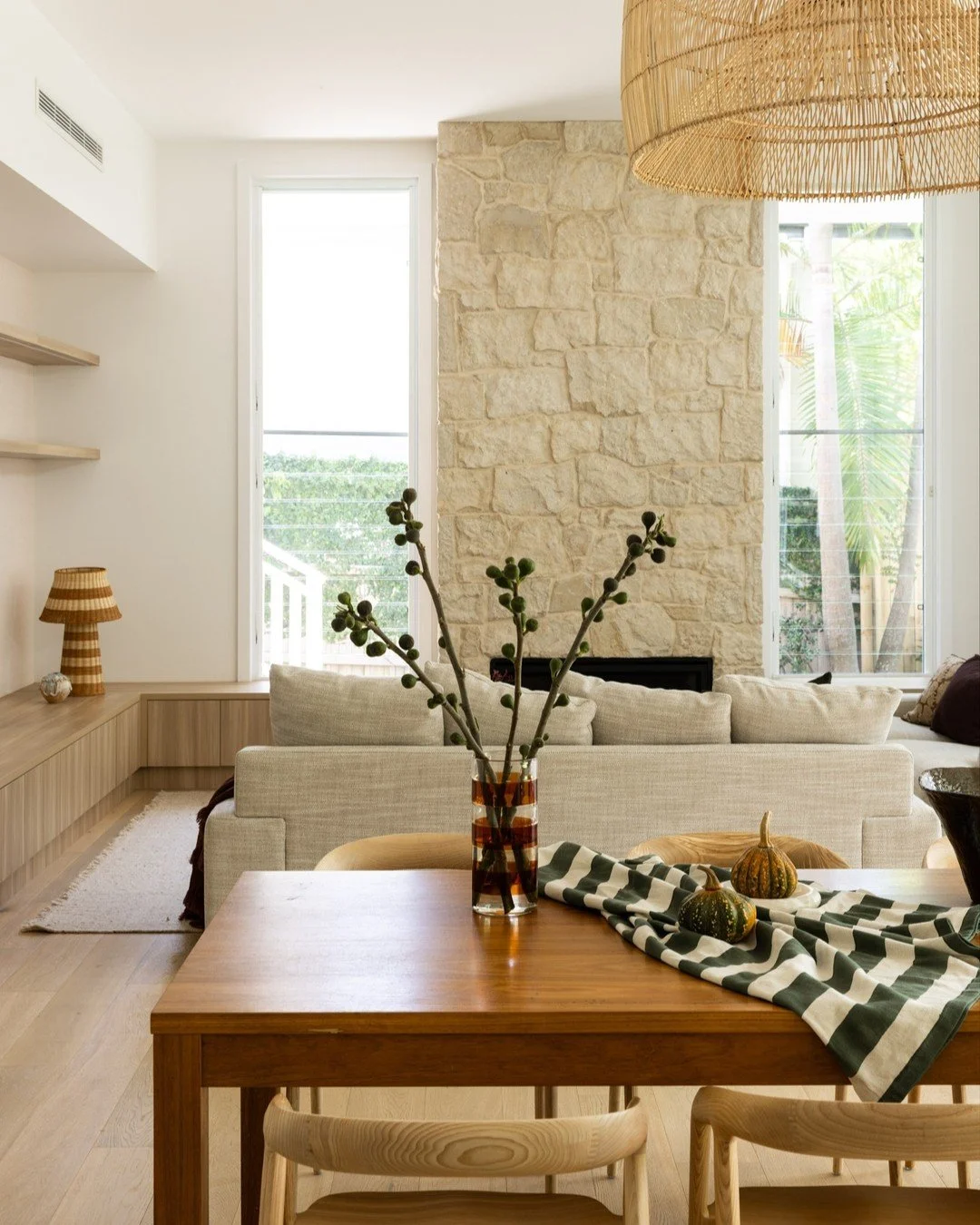 WATERHOUSIA LIVING ....designed for catch ups by the fire, watching a movie and playing board games on the coffee table. With oodles of storage and seating this is a home made for family friendly living and entertaining. 

Interior design by @nerida_