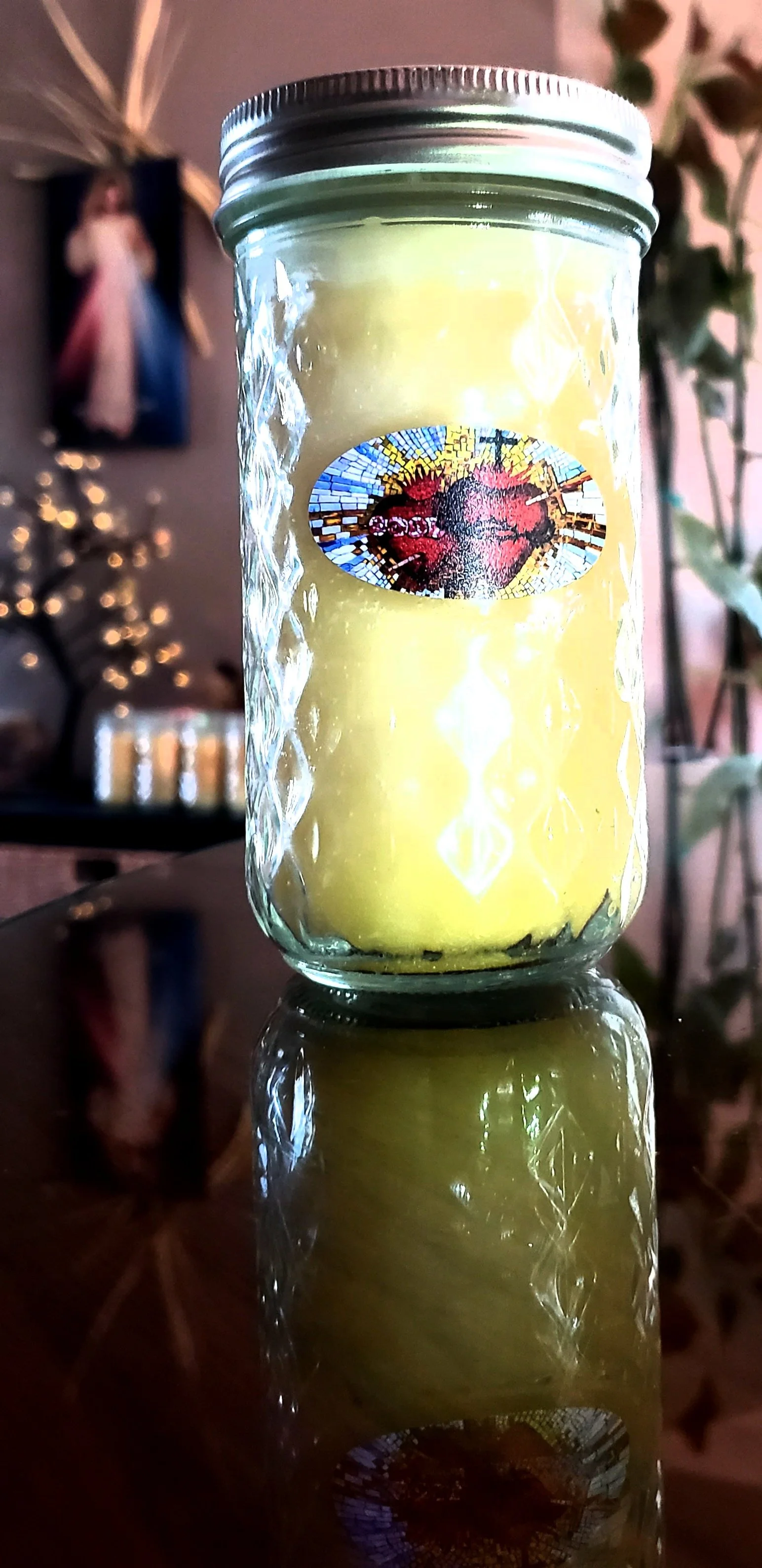 3 Days Of Darkness, Sacred and Immaculate Hearts, Beeswax Glass Candle