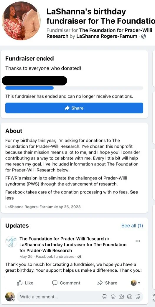 facebook birthday fundraiser prader-willi foundation facebook birthday fundraiser prader-willi foundation