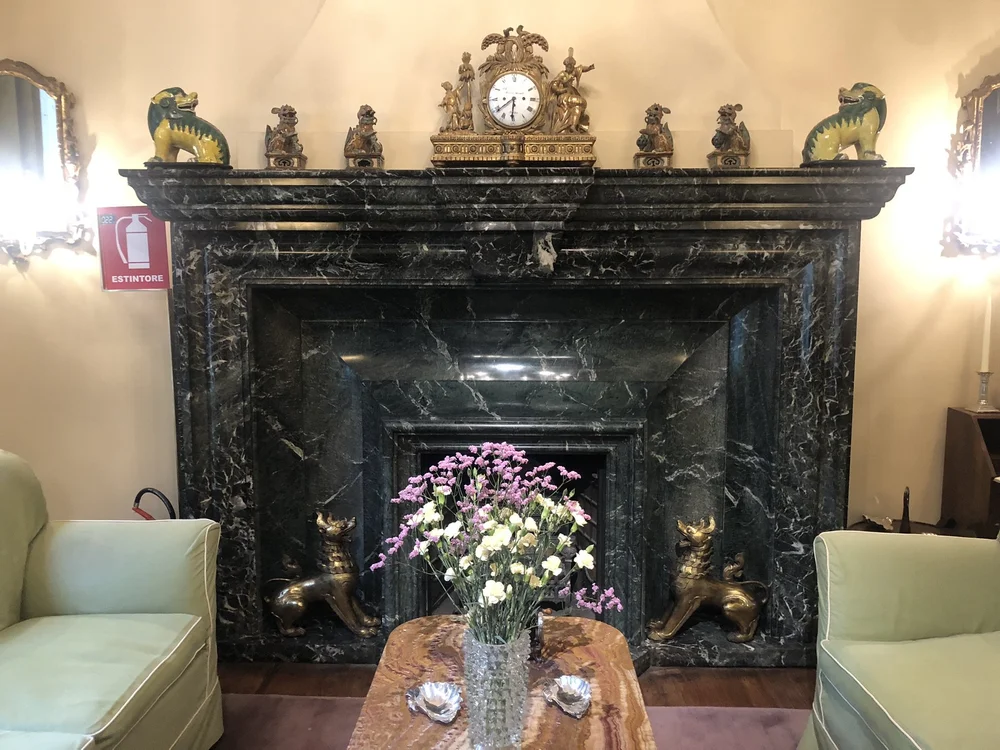 Fireplace mantel in the smoking room