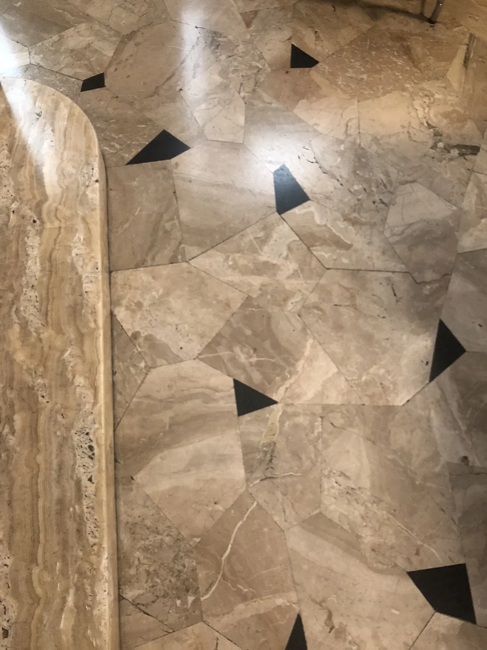 Detail of the marble flooring in the Princess en-suite bathroom