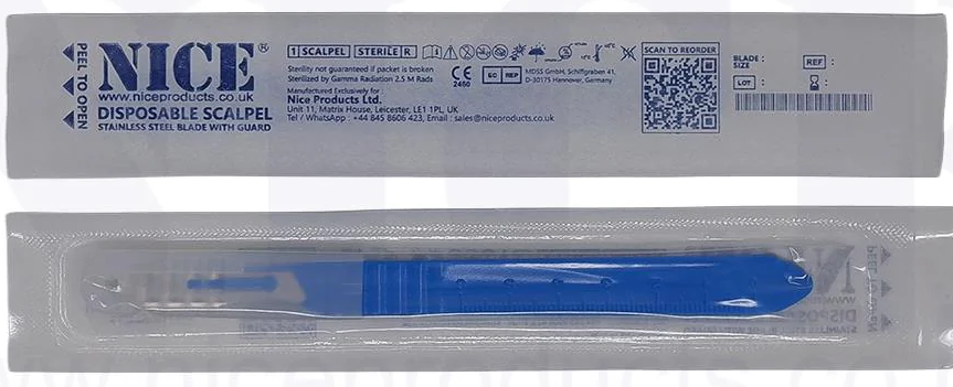 No.10R sterile disposable scalpel with handle for precision cutting and professional use front packaging