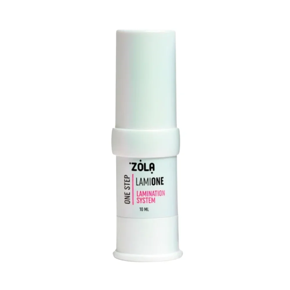 Close-up of ZOLA LAMIONE 10ml brow and lash lamination formula for professional beauty technicians