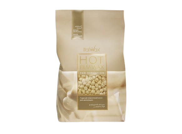 Italwax White Chocolate Film Wax 500g – Stripless Hot Wax Pellets with Vanilla Scent and Titanium Dioxide