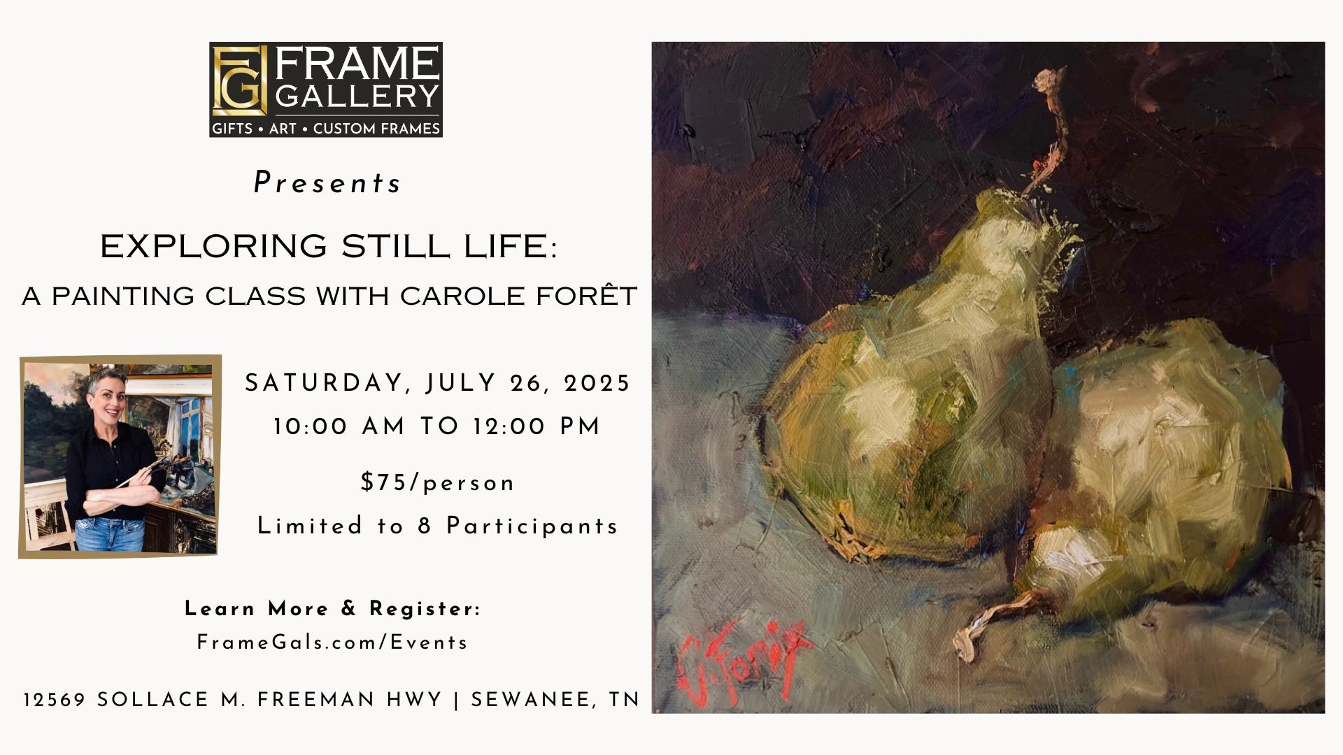 Still Life Painting Class With Carole Foret
