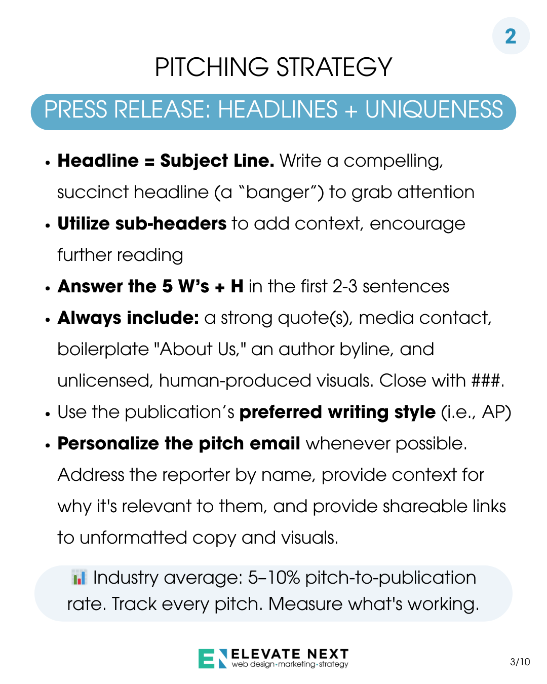 PR tips for entrepreneurs slide — pitching strategy I