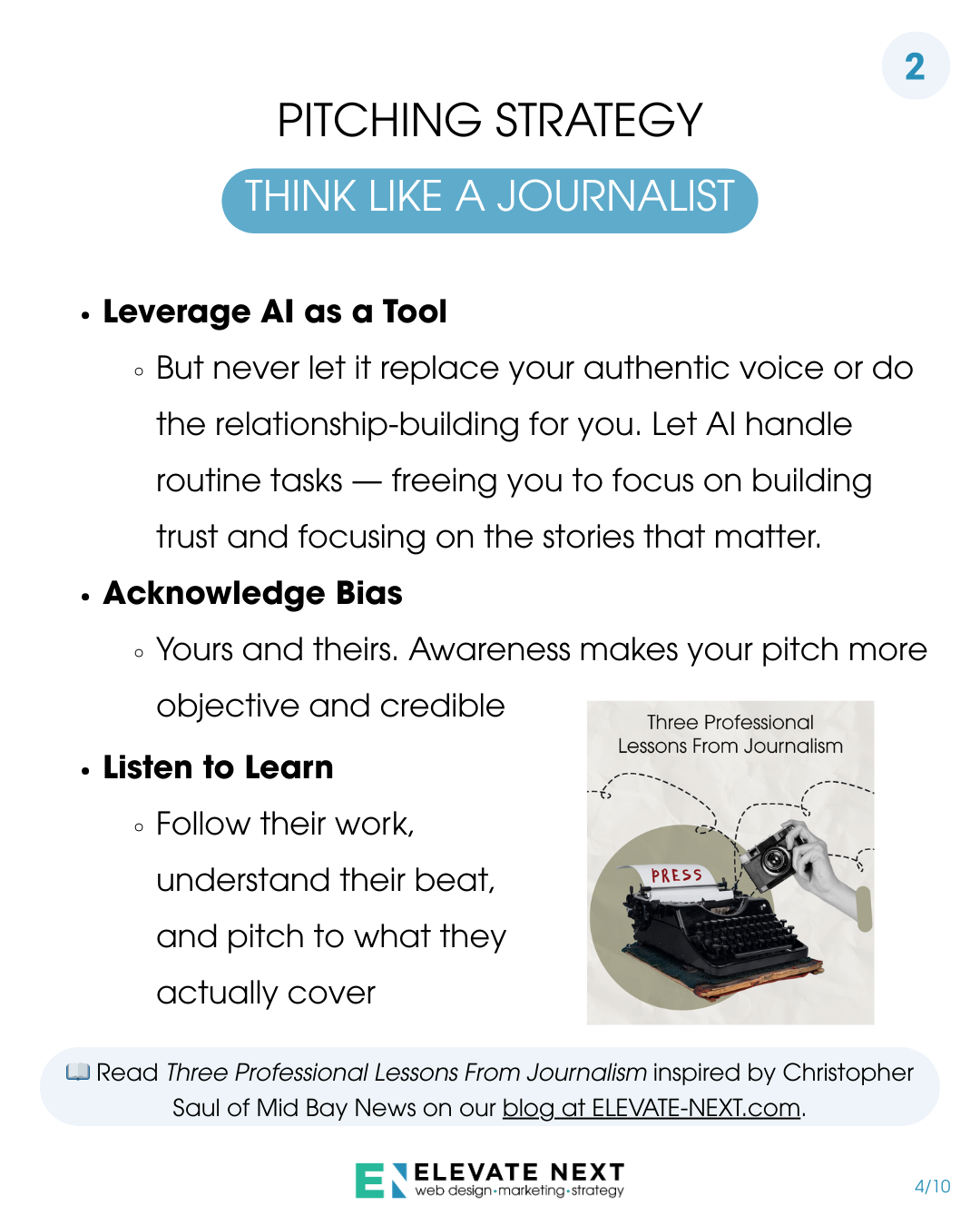 PR tips for entrepreneurs slide — pitching strategy II
