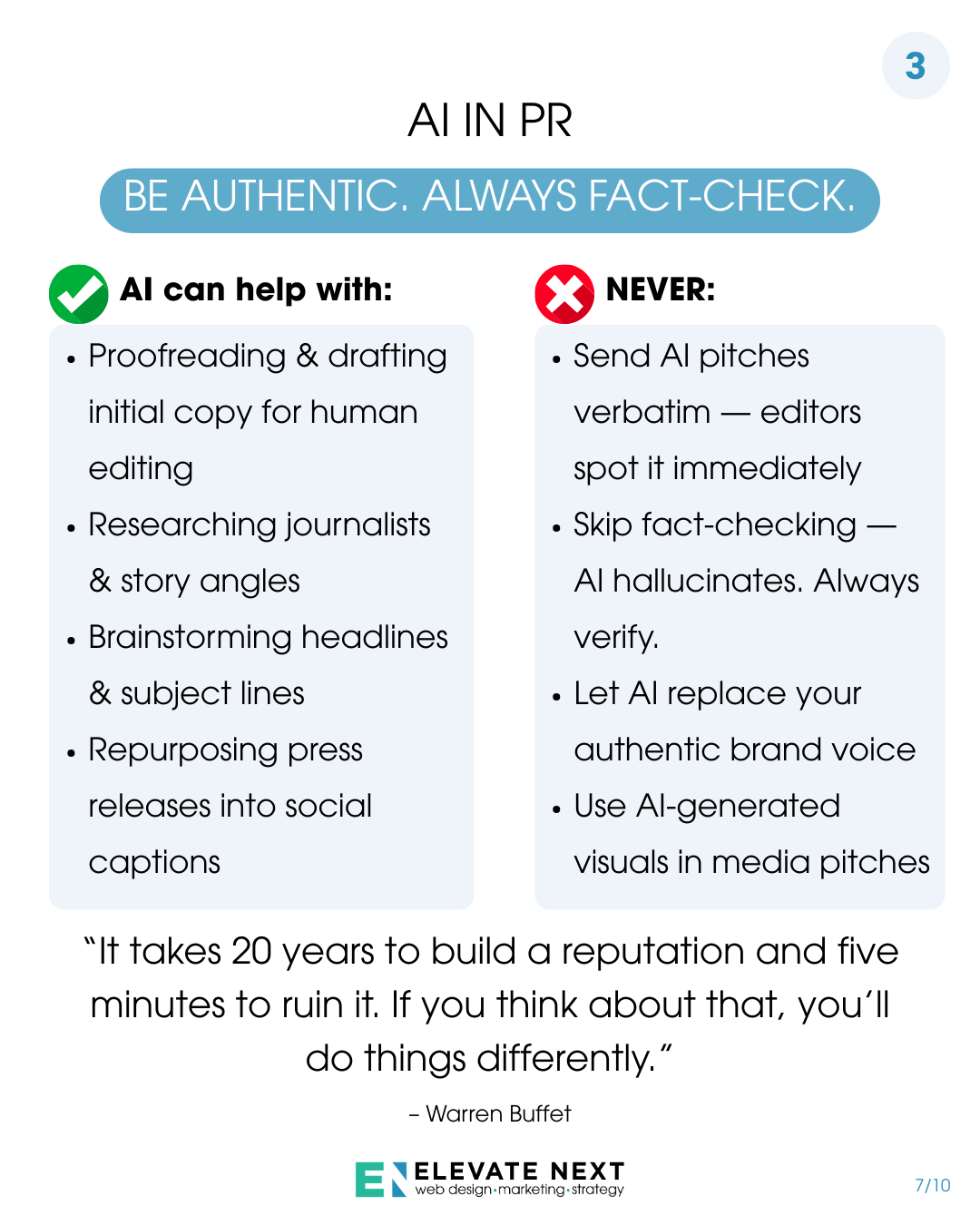 PR tips for entrepreneurs slide — AI in PR