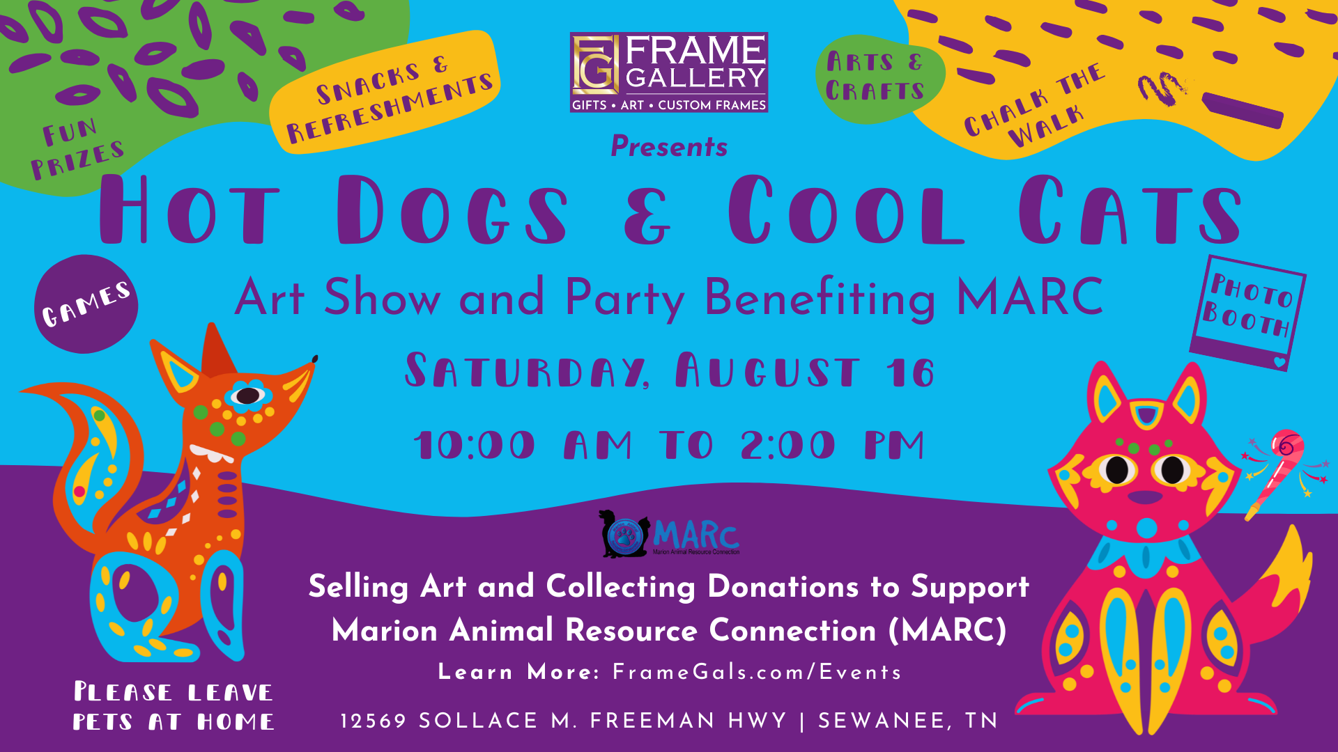 Hot Dogs and Cool Cats Art Show and Fundraiser Benefiting MARC Animals
