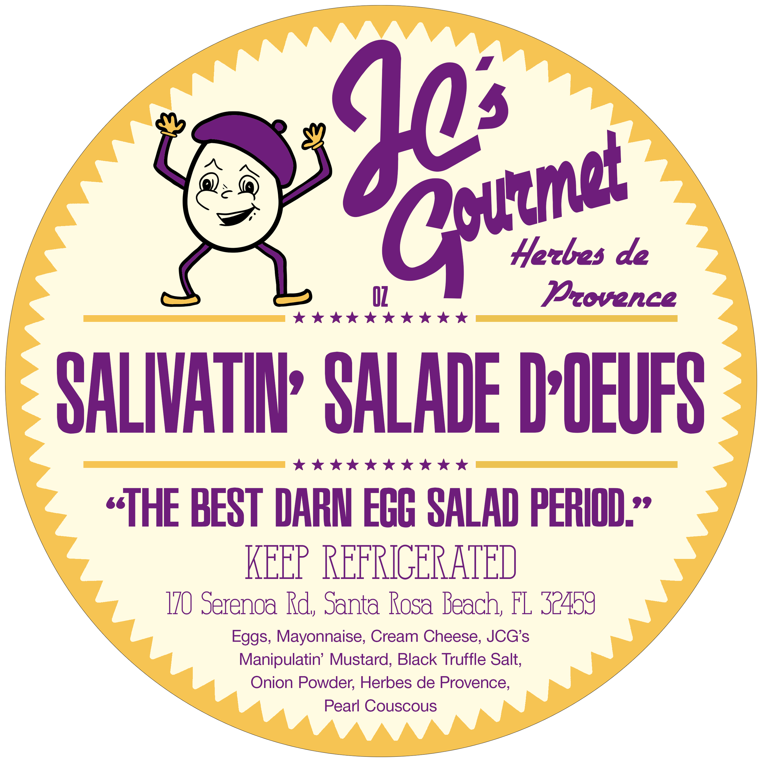 JC's Gourmet's Salivatin' Salade d'Oeufs produce recipe logo