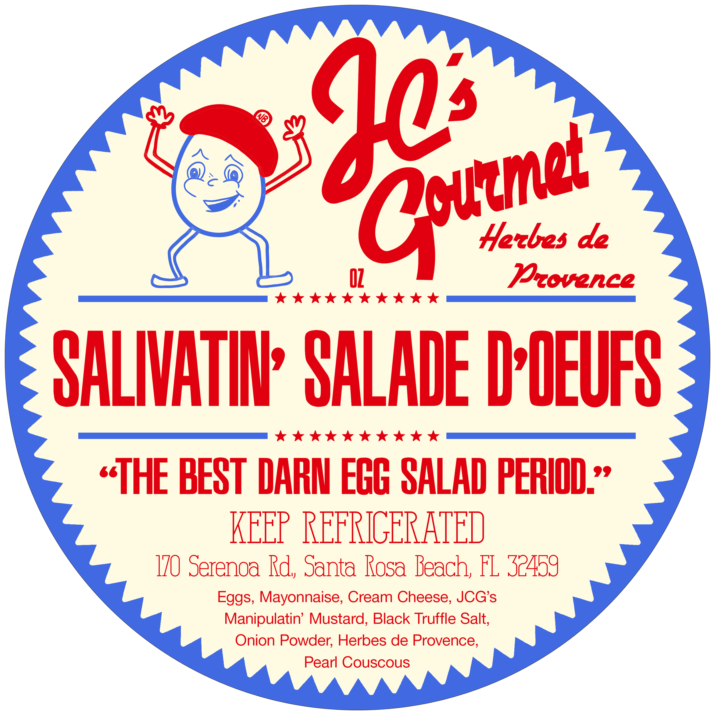 JC's Gourmet's Salivatin' Salade d'Oeufs produce recipe logo