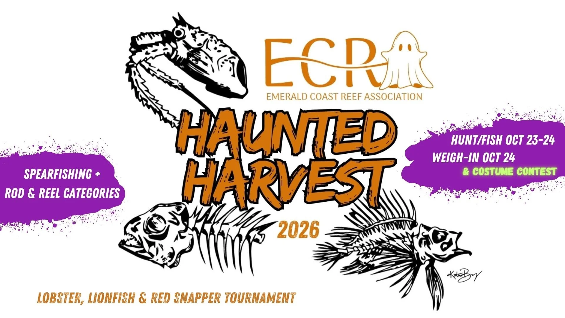 Emerald Coast Reef Association's 3rd Annual Haunted Harvest Tournament is on October 23-24, 2026 with weigh-ins and awards on Saturday, October 24.