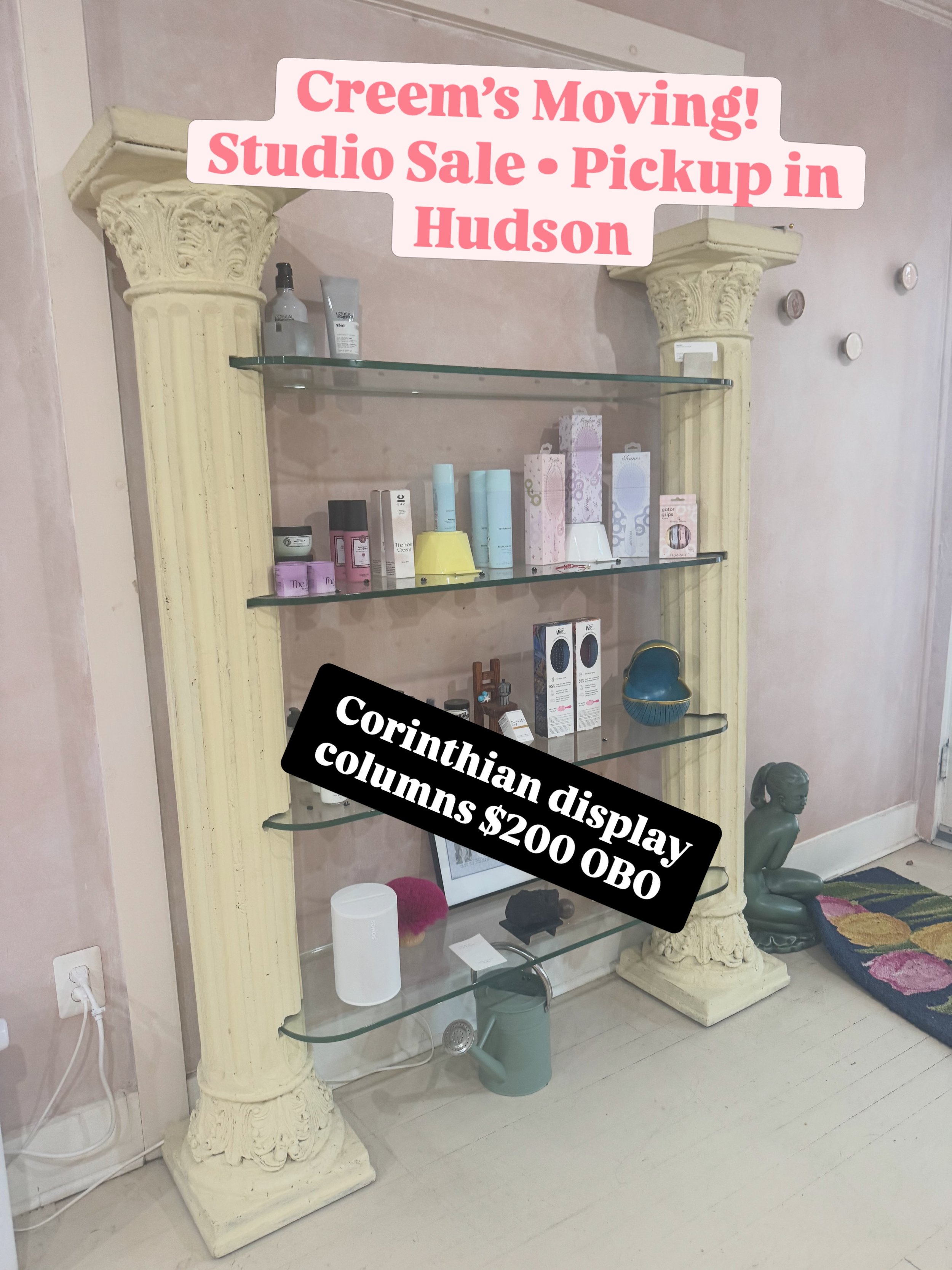 Dimensions available upon request. 
Make an offer! 
If there&rsquo;s a stylist out there thinking of opening a small salon or doing an in home salon, this is a wonderful affordable way to get your equipment. OR, if you&rsquo;re ready for a store fron