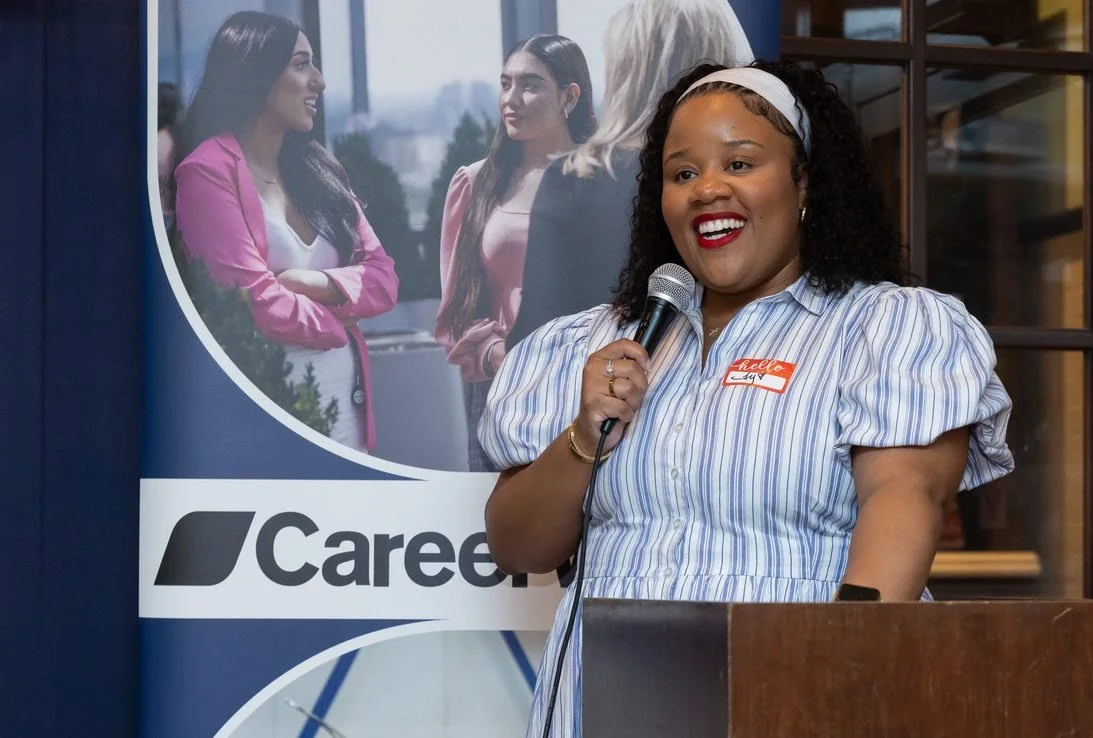 Tyshonna Delaney delivering keynote remarks at CareerWiseDC apprentice celebration