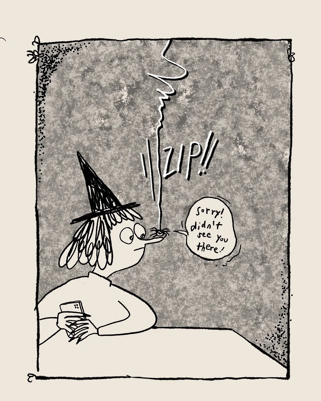 🕸️✨Day 11 of my little #AbracaBarbara comic project and today I decided to put a big smiley face on a spider:) that was an artistic decision that I made on purpose yessiree no regrets:)))))
#drawingoftheday #artoftheday #inktoberart #digitalillustr