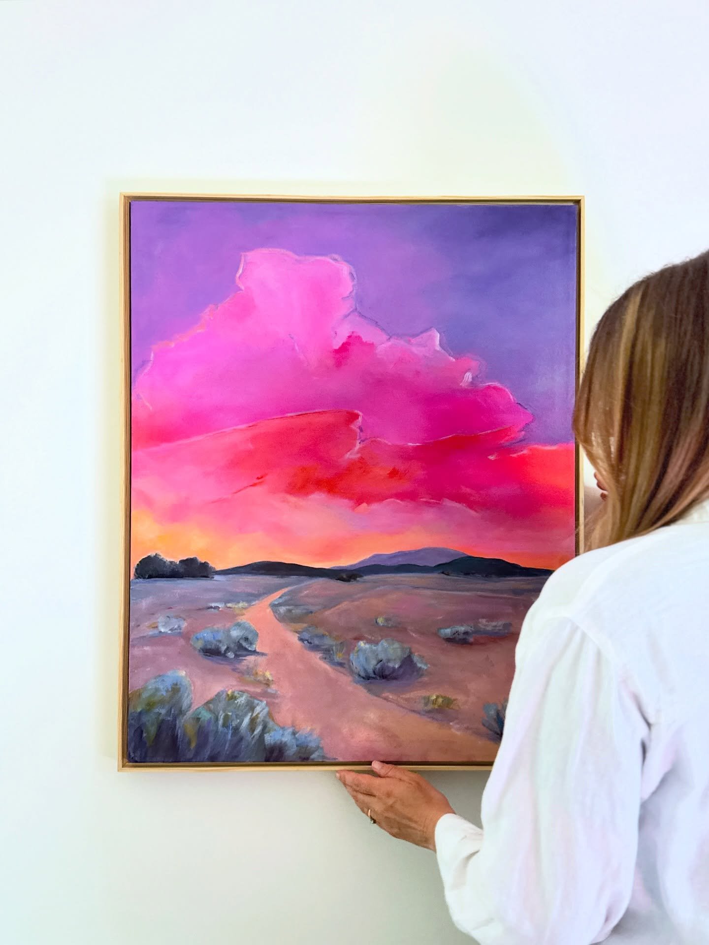 &ldquo;When the Sky sings to the Sage&rdquo; 24&rdquo; x 30&rdquo;

Inspired by the glowing sunsets that illuminate the desert floor. So excited to send this one to its new home. 

Appreciate all the love on the new collection. Thank you 🩷💜🧡