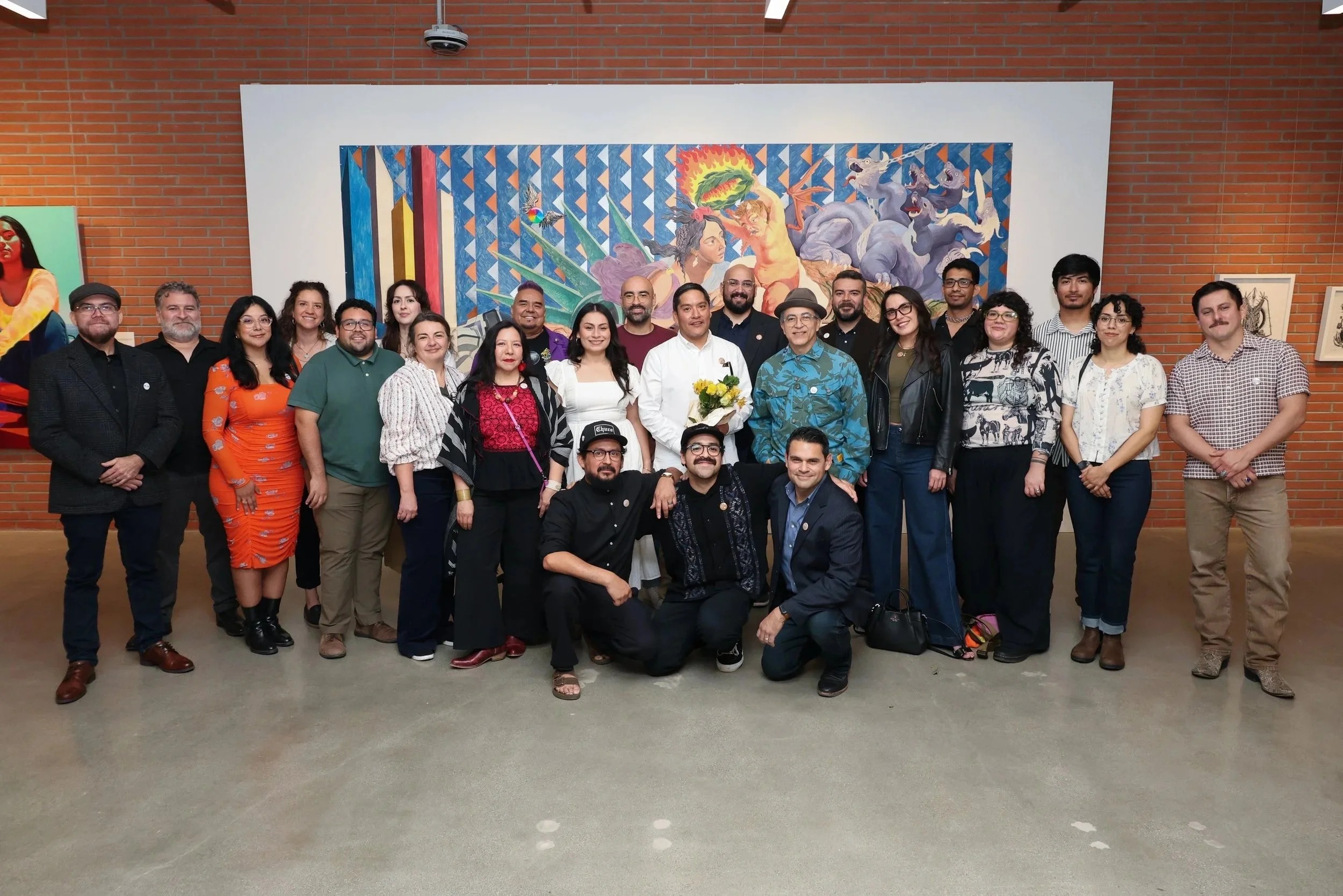 Soy de Tejas reception, the Cheech, group photo of artists with curator