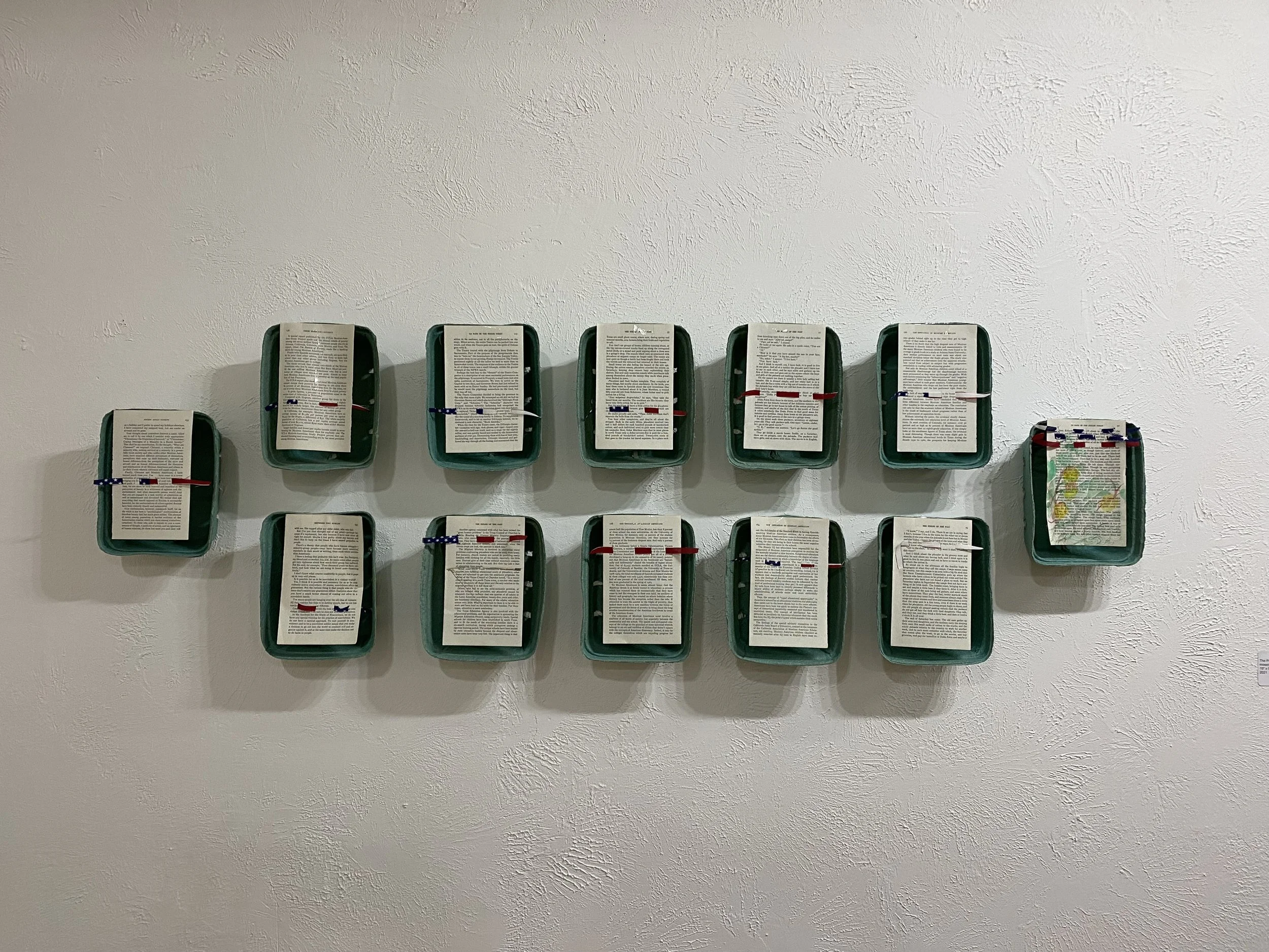 The Past Remains Present,
mixed media installation, 19” x 58” x 3”, 2021	