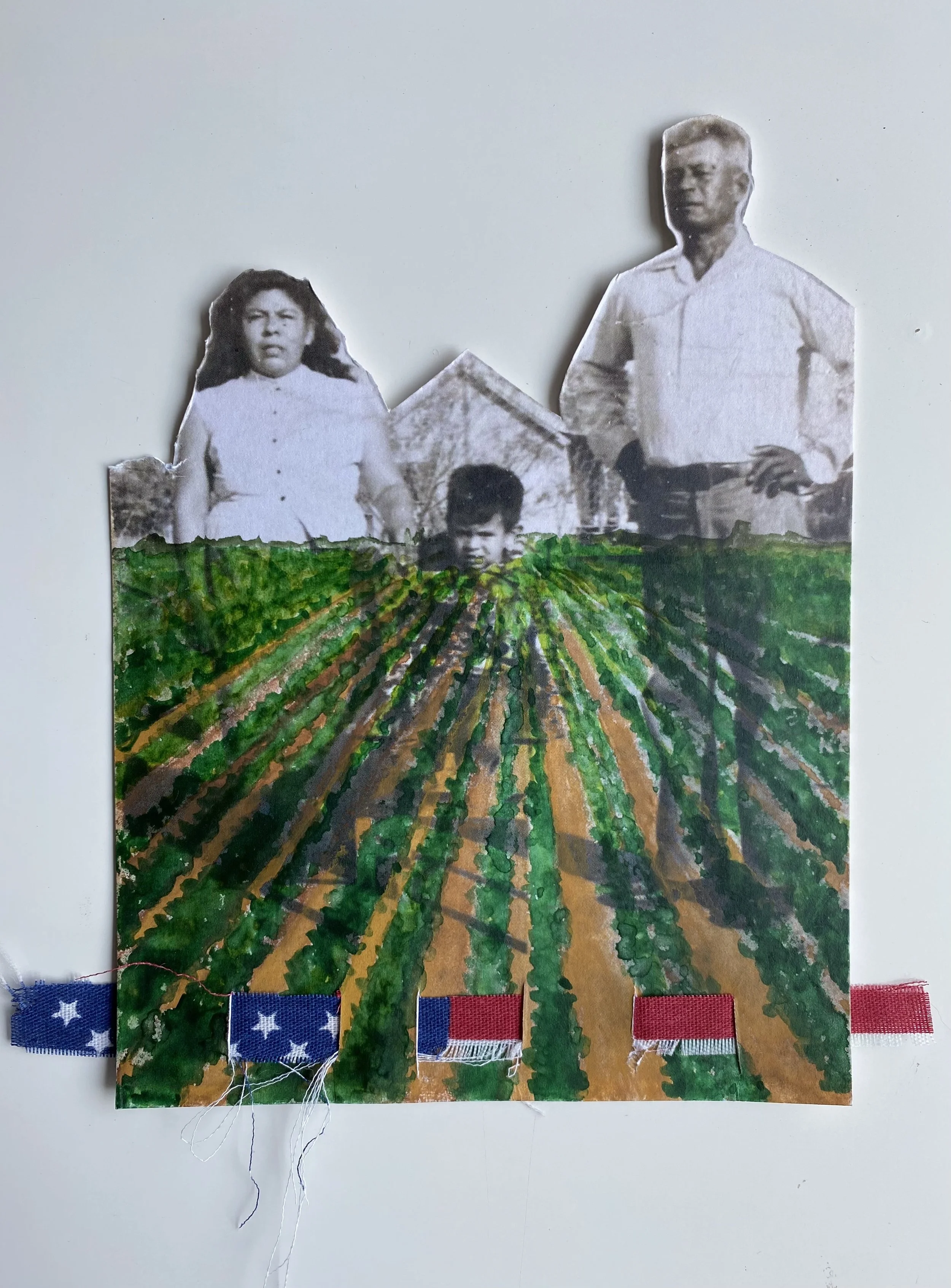 Trinity of the Soil,
paper, watercolor, fabric, 10” x 8”, 2021