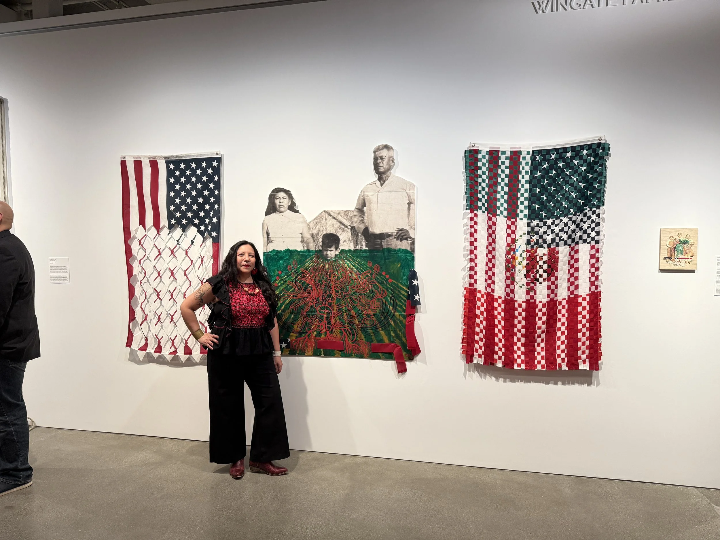 Soy de Tejas reception, the Cheech, Tina Medina in front of her art