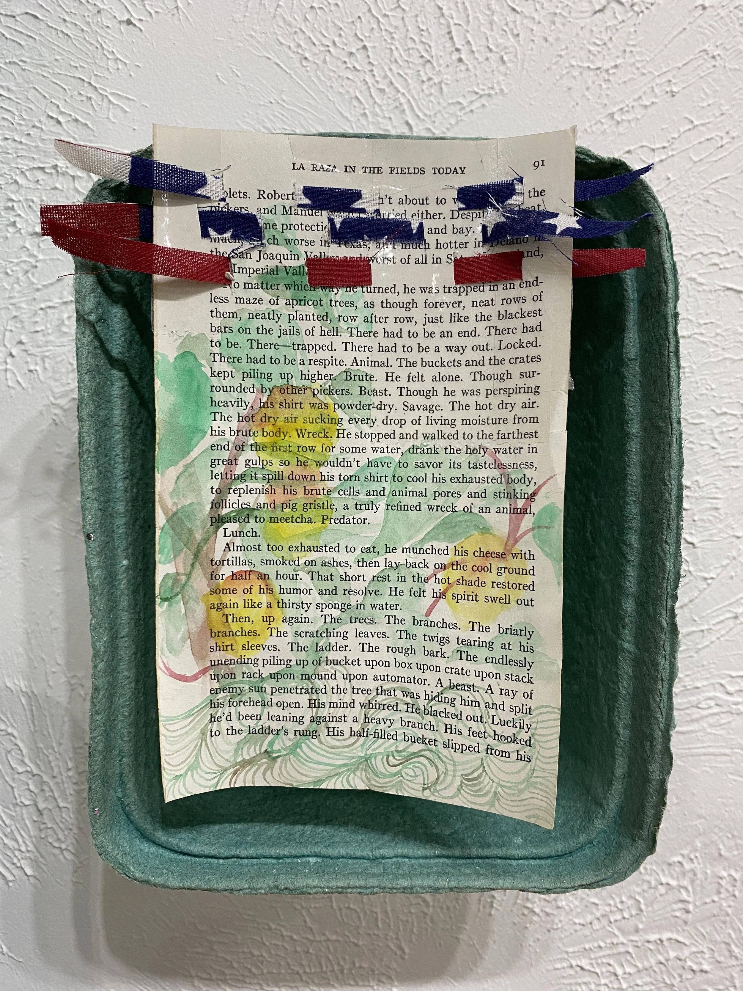 Detail, The Past Remains Present,
mixed media installation, 19” x 58” x 3”, 2021	