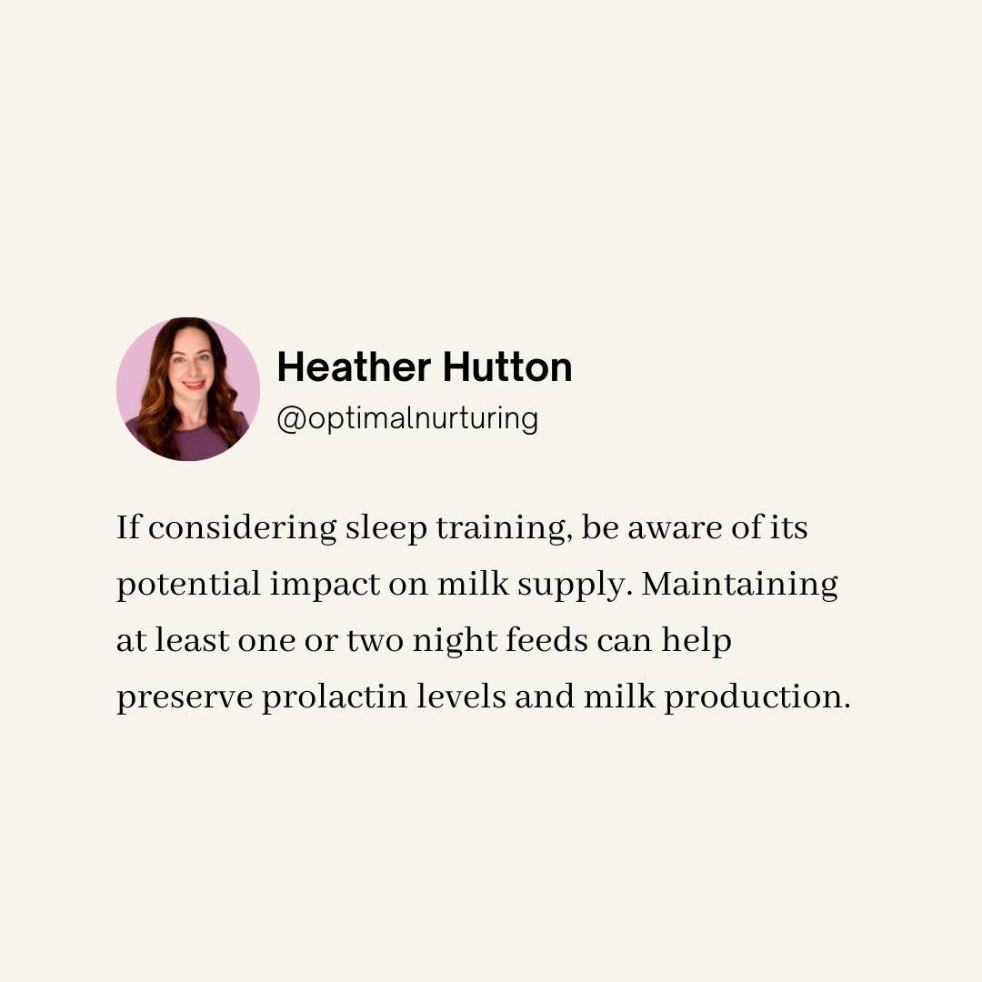 🌙 Unfortunately, sleep training results in a trade-off for milk supply, especially if implemented before 6 months old. Anyone who tells you differently is either lying or doesn't understand how lactation works - either of these should be a red flag 
