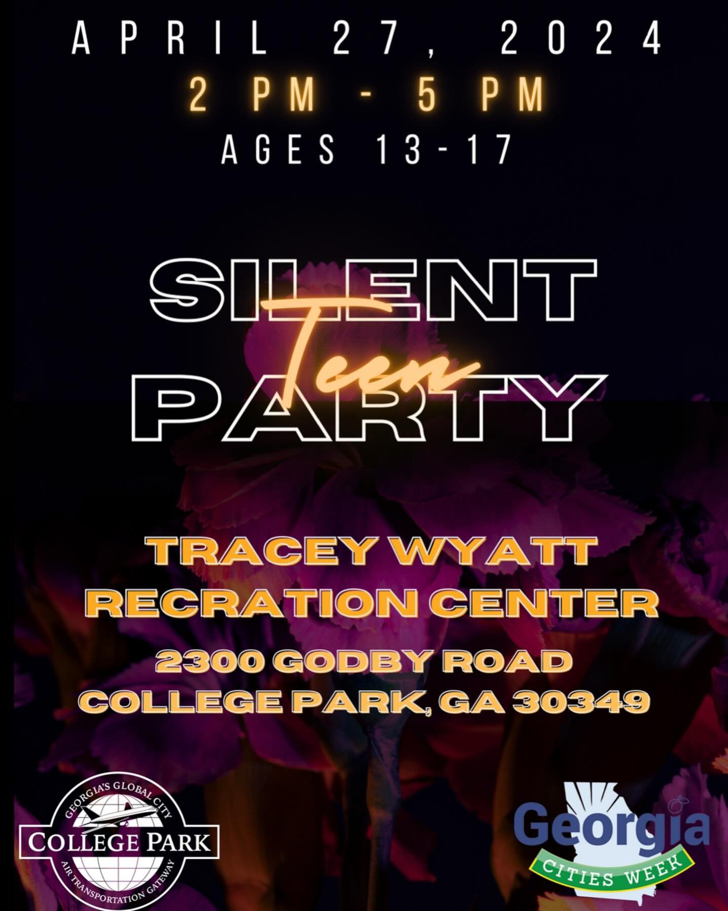 Join @cityofcollegepark for a teen silent party at the Wyatt Center on Saturday, April 27, 2024 from 2pm-5pm. #silentparty 🎧