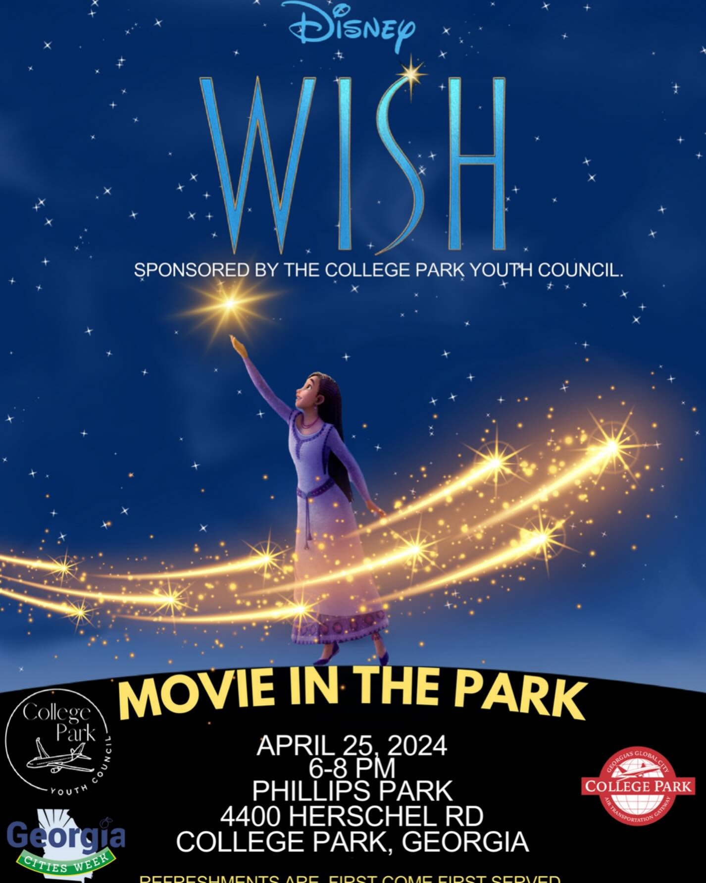 Join the @cityofcollegepark for &ldquo;Movie in the Park&rdquo; at Phillips Park on Thursday, April 25, 2024 at 6pm. Refreshments will be served. #movieunderthestars 🎥🍿