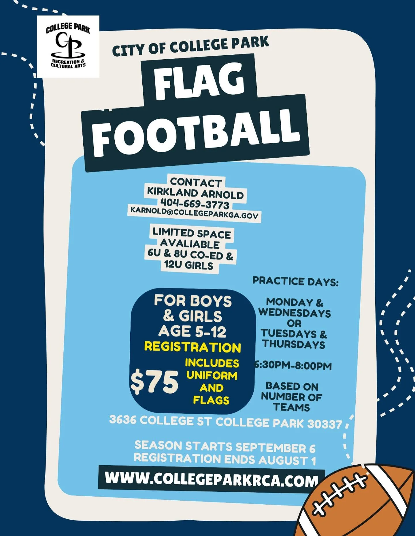 Registration closes on August 1st. Only a few spaces remain in 6U and 8U coed.