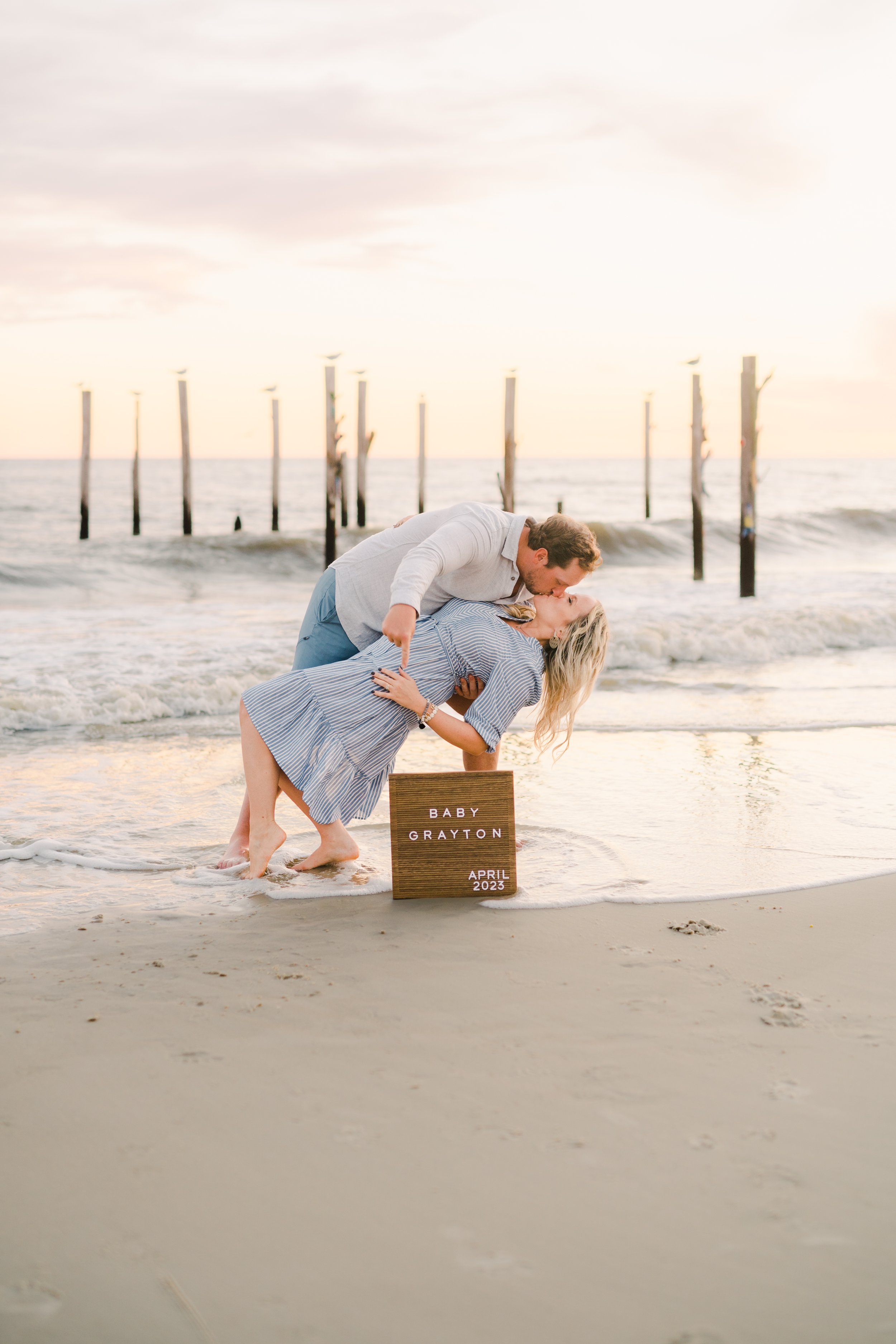 Photo of Couple Announcing Pregnancy on the Beach In Cape San Blas Florida Taken By a Professional Photographer