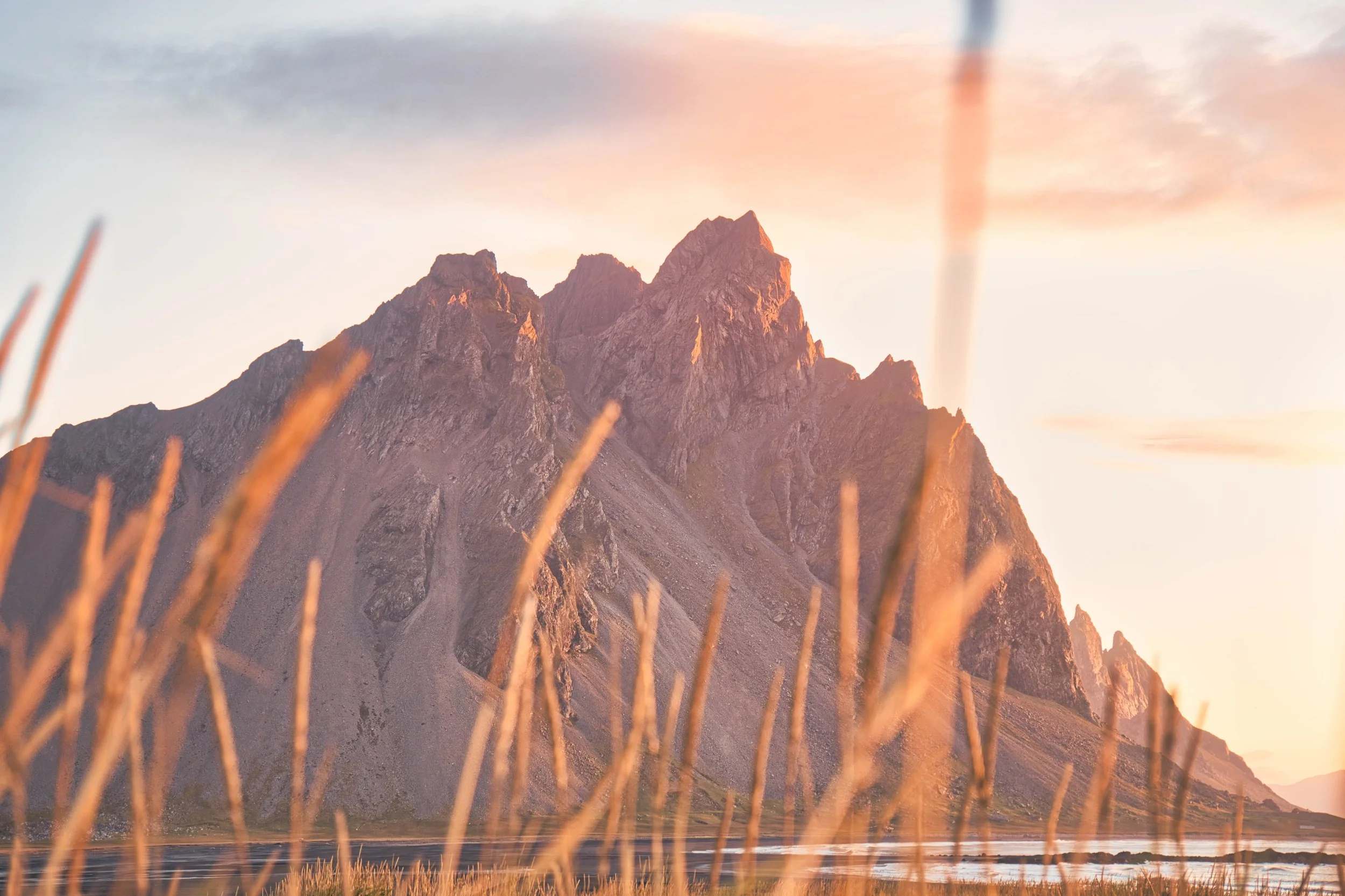 Sun rising on Vestrahorn mountain.