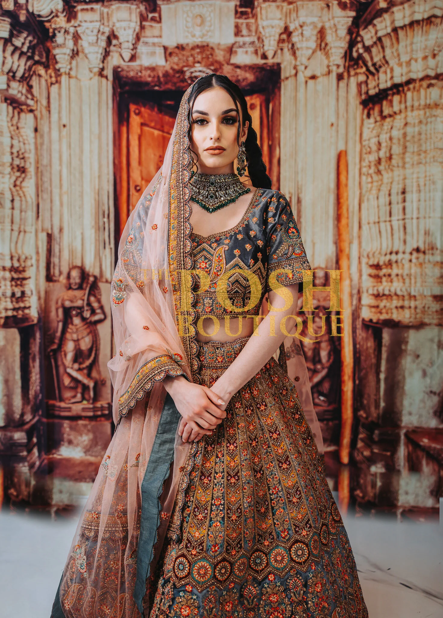 Bridal lehenga multicolor top