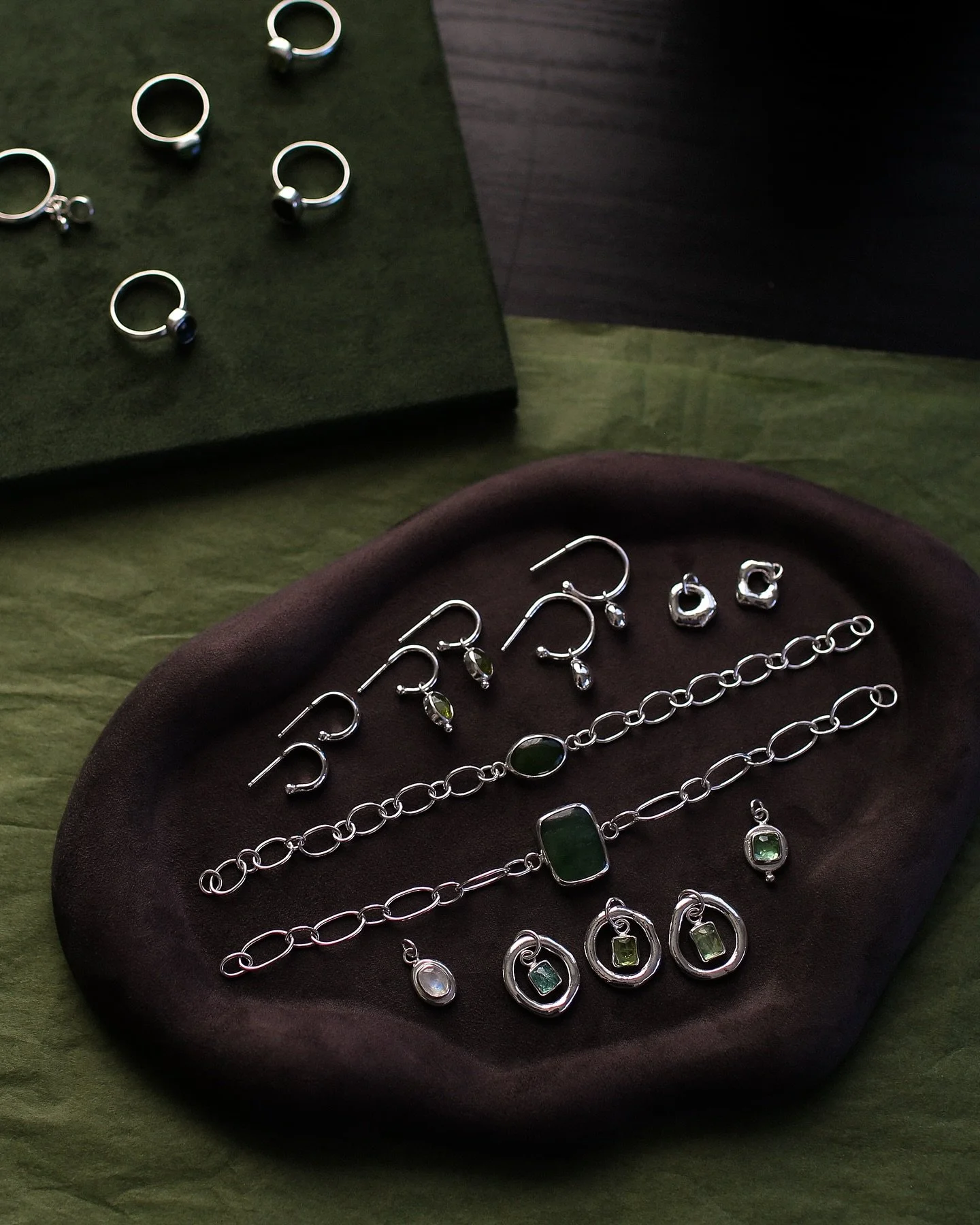 Introducing the Serpentine Collection 💚 Molten silver and earthy tones come together in this collection ~ inspired by a love for the many shades of green and how they come alive against silver. This combination has a way of making the soul sing. Eac