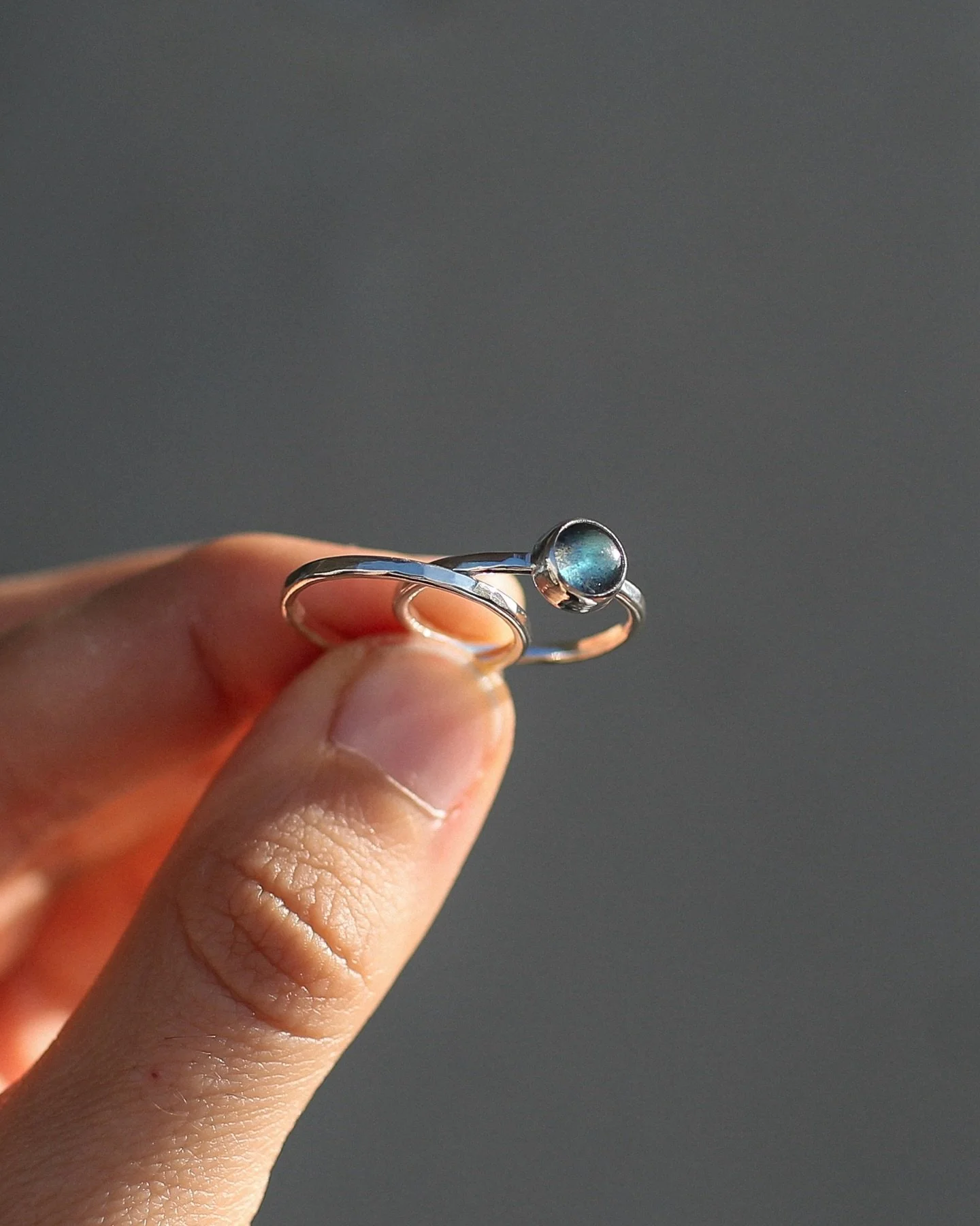 &ldquo;Caught in Light&rdquo; (sold) ~ Labradorite stacker set. Size 7 US. {925 Sterling Silver} @solmayjewelry