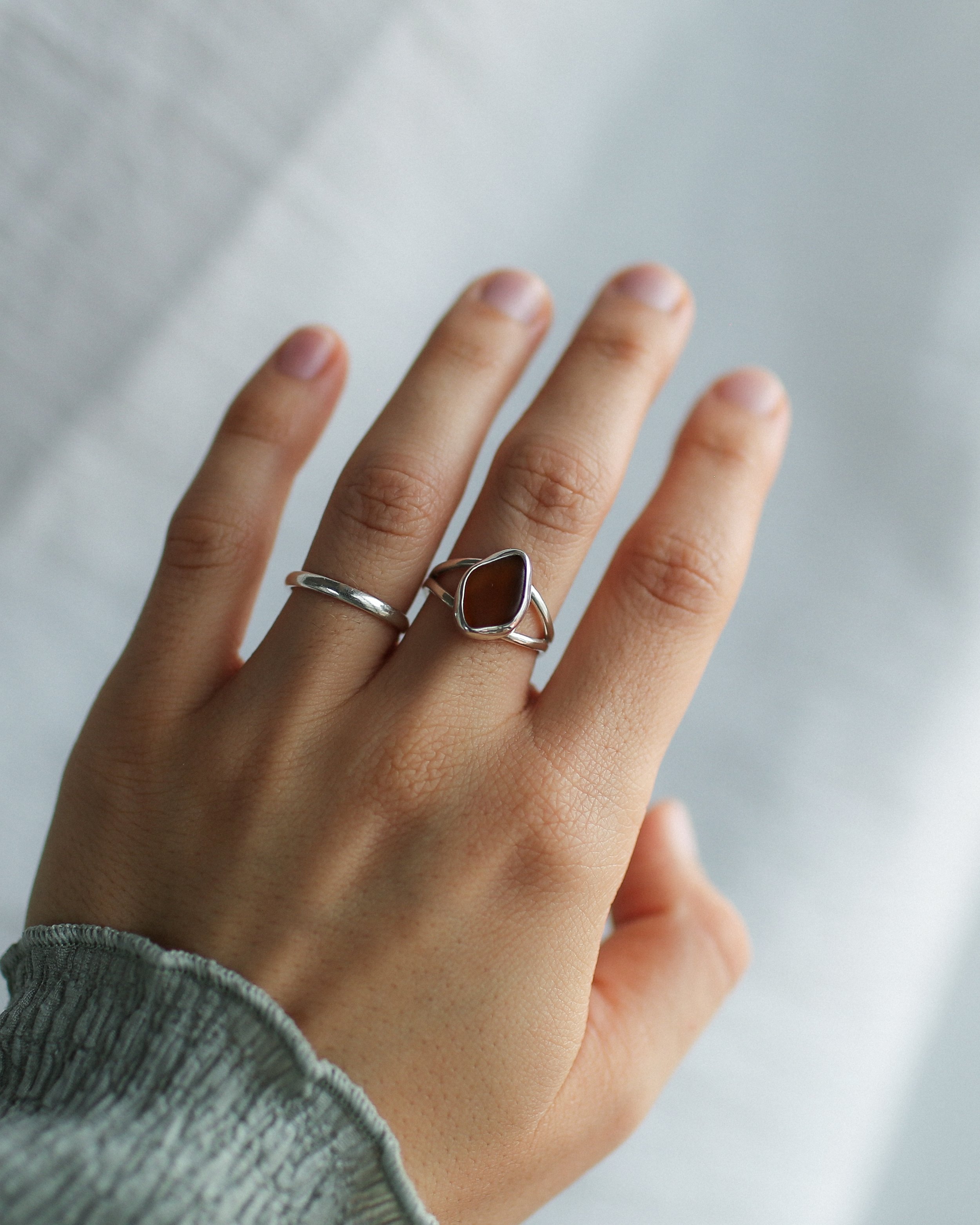 Brown Seaglass Ring