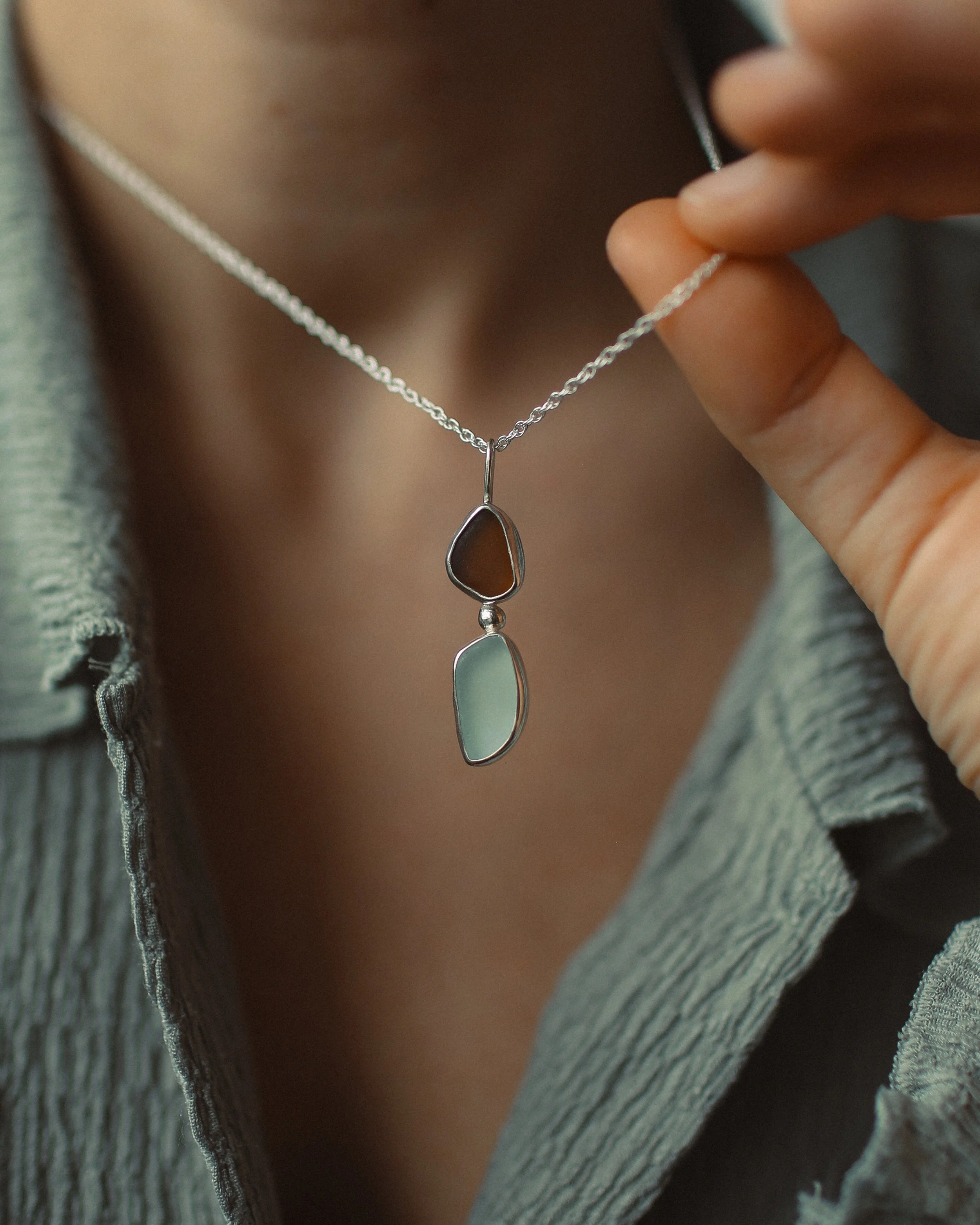 Double Seaglass Pendant