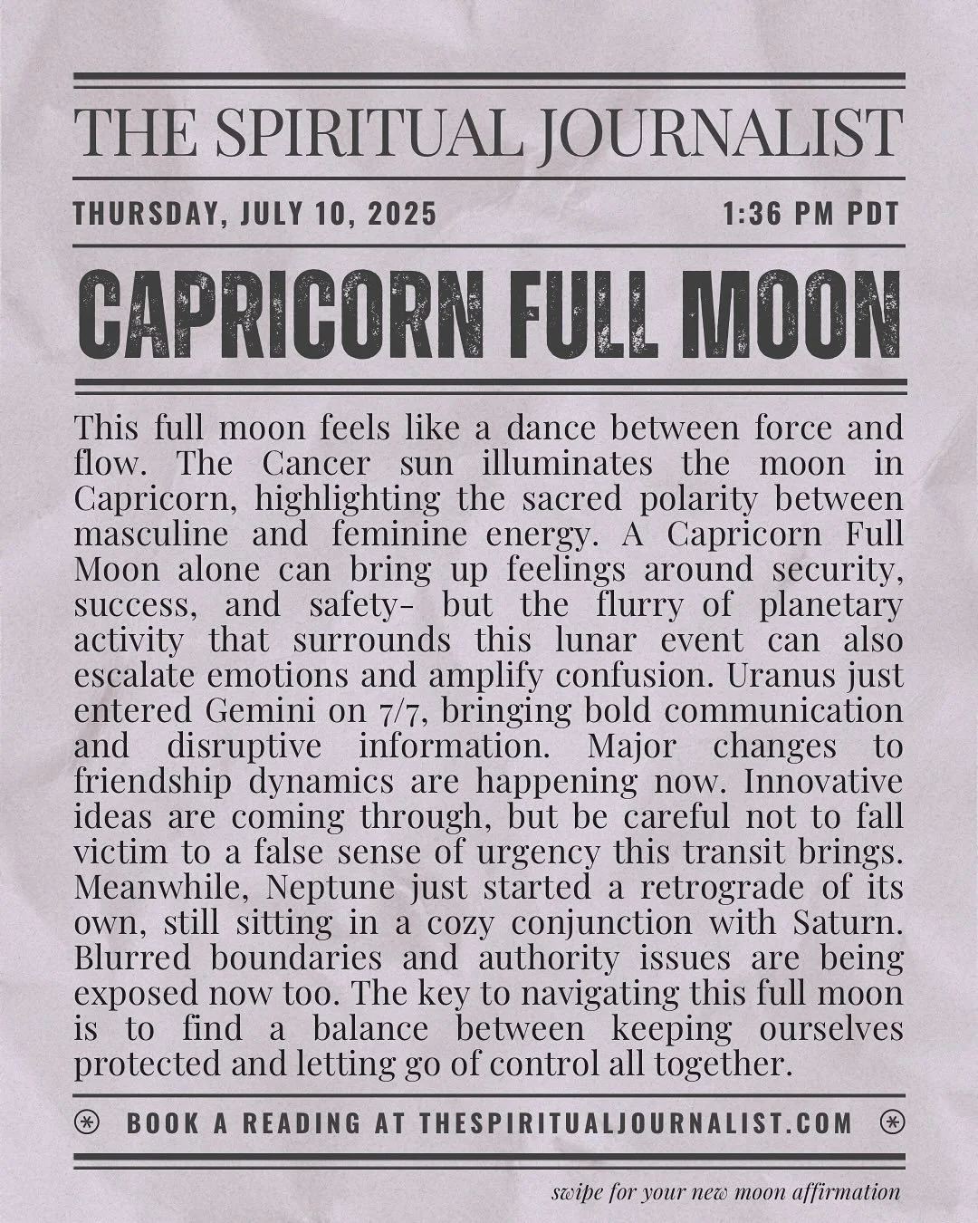 Full moon blessings 🙏🏼 How you all feeling out there??!

There&rsquo;s a LOT going on in the Milky Way right now, folks. On a full moon that asks for security and safety, it feels like the target is constantly moving.

Hope you&rsquo;re taking good