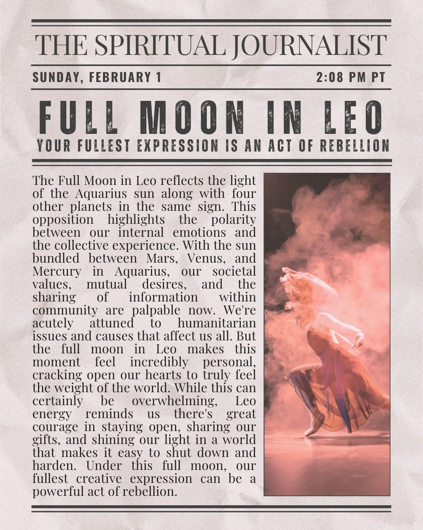Who&rsquo;s feeling the FIRE of this Leo Full Moon? 🔥 

No horoscopes this month, but join me at @sanctuary.sacramento this Sunday from 2-4 pm for mini astrology readings.

We&rsquo;ll look at where this full moon is landing in your chart. We can al