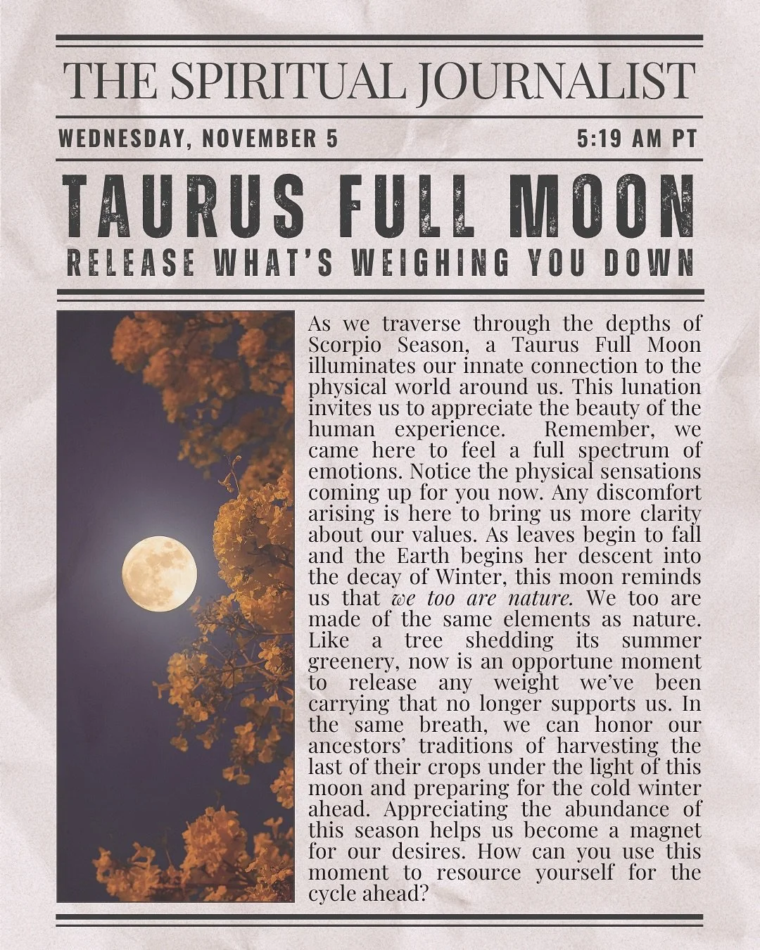 Full moon blessings 🌕 It seems like I&rsquo;m always playing catch up with the moon these days- luckily, this one invites us to simply slow down and be present ✨

SWIPE >> for your full moon affirmation (check your rising sign!)

#taurus #taur