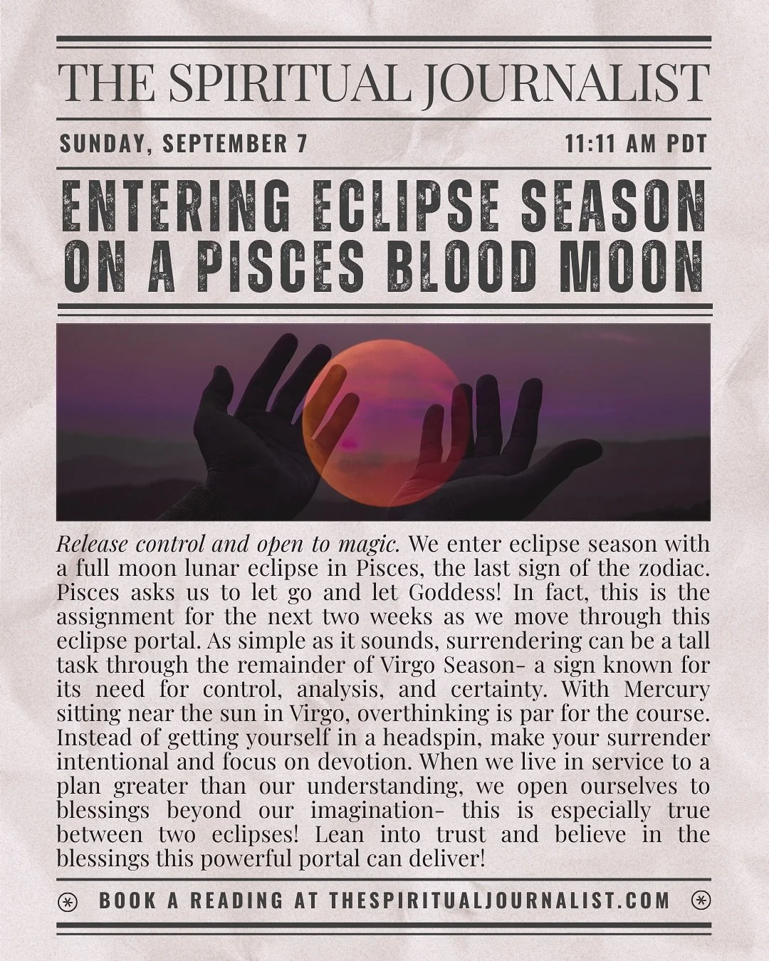 Here we go&hellip; we&rsquo;re heading into the Eclipse portal friends! Are you feeling it?

Swipe for your Eclipse Season affirmation ✨ Be sure to check your *rising* sign!

#eclipseseason #lunareclipse #pisceslunareclipse #piscesmoon #fullmoon #vir