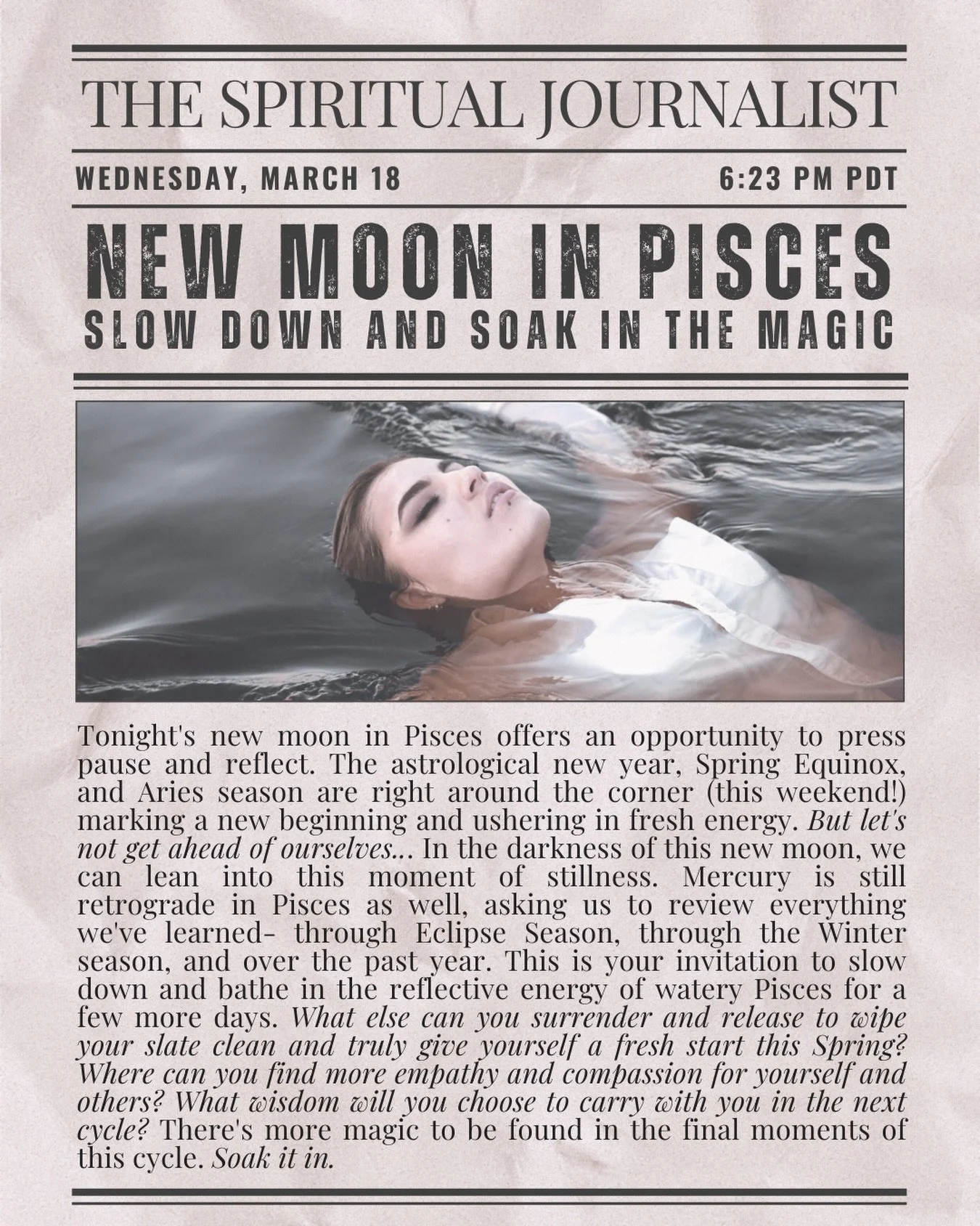 Blessed Pisces New Moon 🌊 This is your gentle invitation to pause, reflect, and notice if there&rsquo;s anything else you can release before the astrological new year this weekend.

Let&rsquo;s soak in this moment together ✨

#piscesnewmoon #piscess