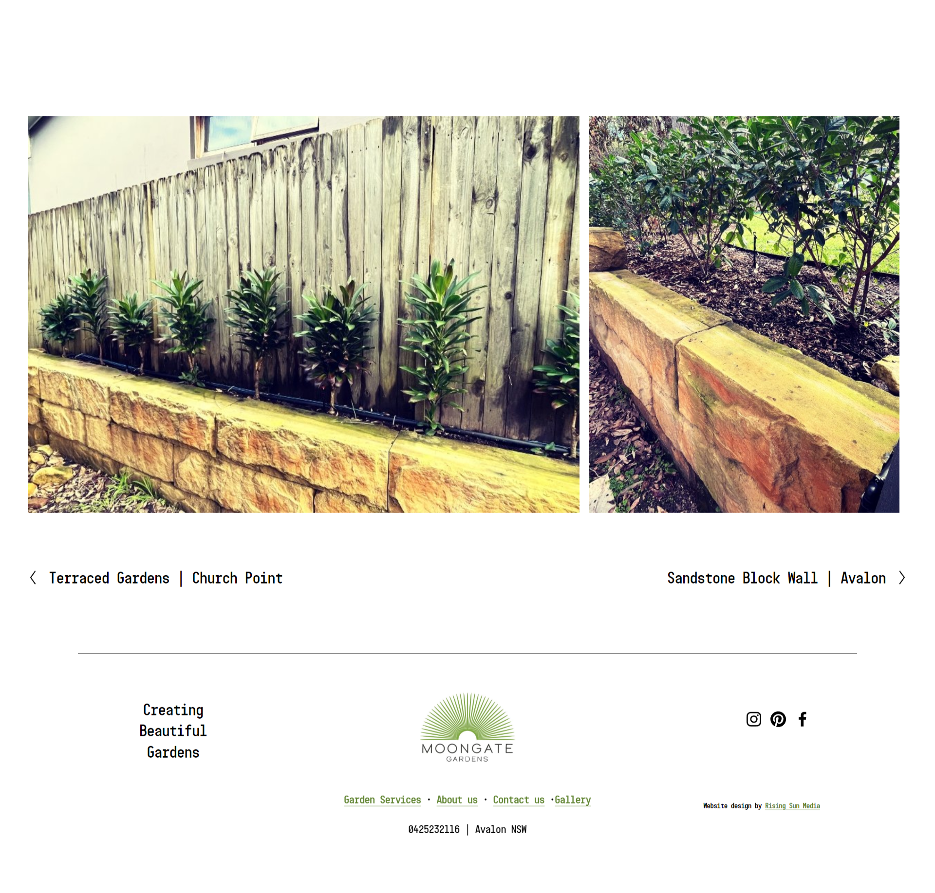 Project showcase featuring completed landscape installations with photography-led layouts designed to celebrate craftsmanship and detail.